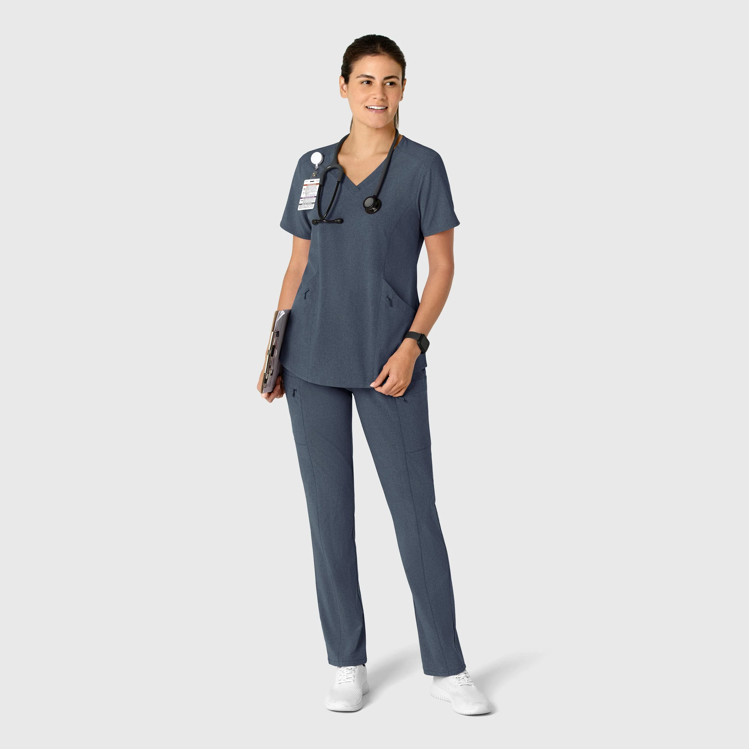 RENEW Women's High Waist Slim Leg Scrub Pant - Navy Heather - Image 3