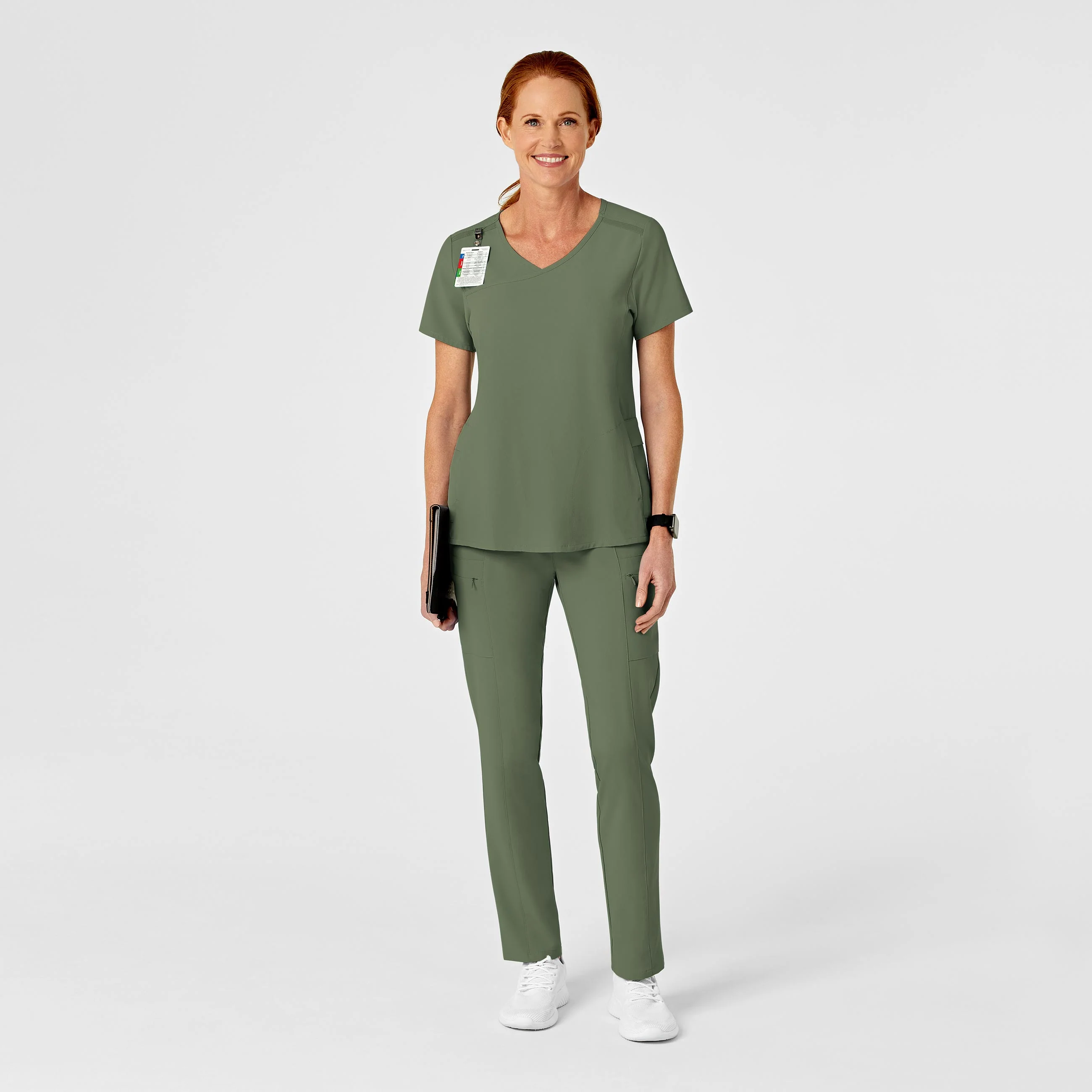 RENEW Women's High Waist Slim Leg Scrub Pant - Olive - Image 3