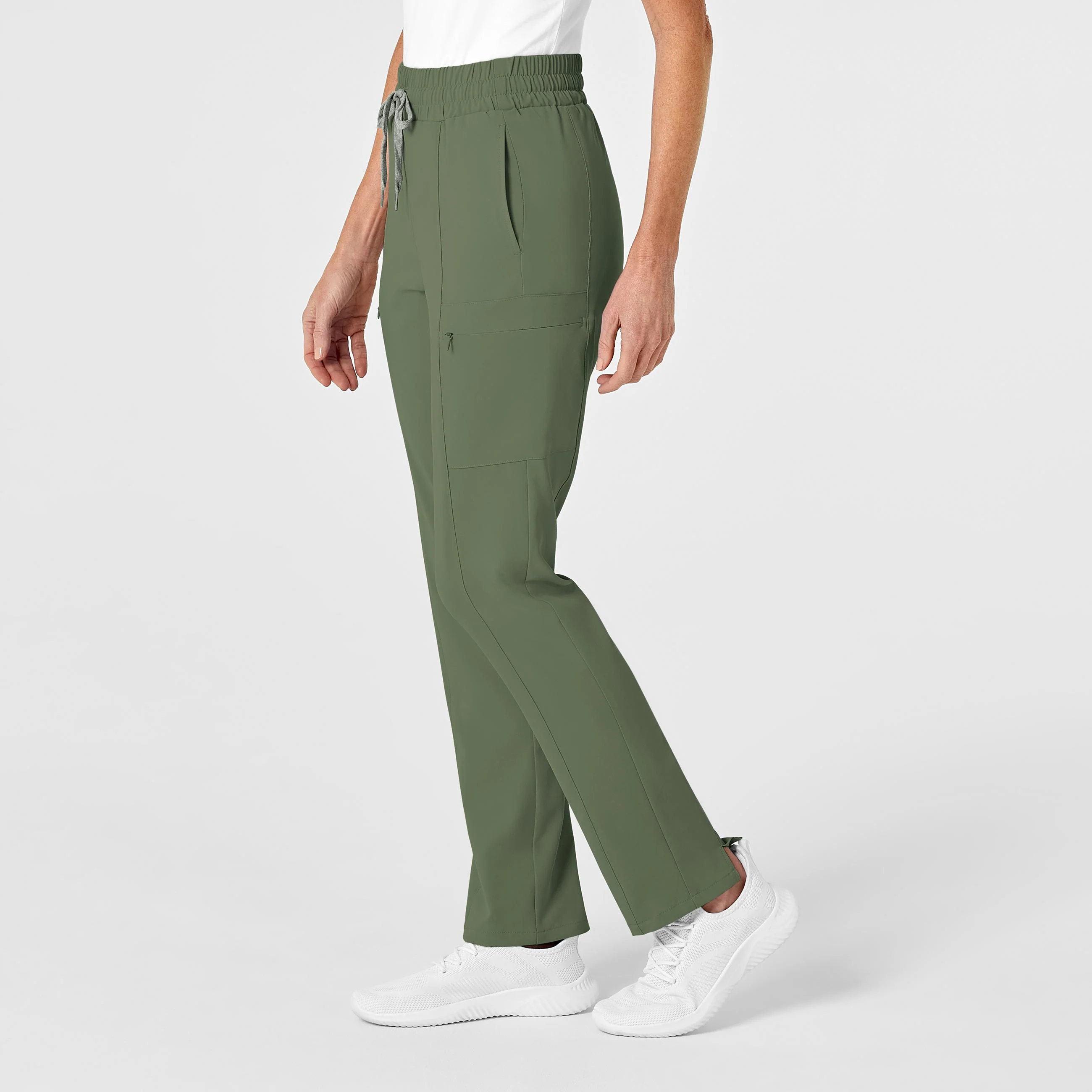 RENEW Women's High Waist Slim Leg Scrub Pant - Olive - Image 4
