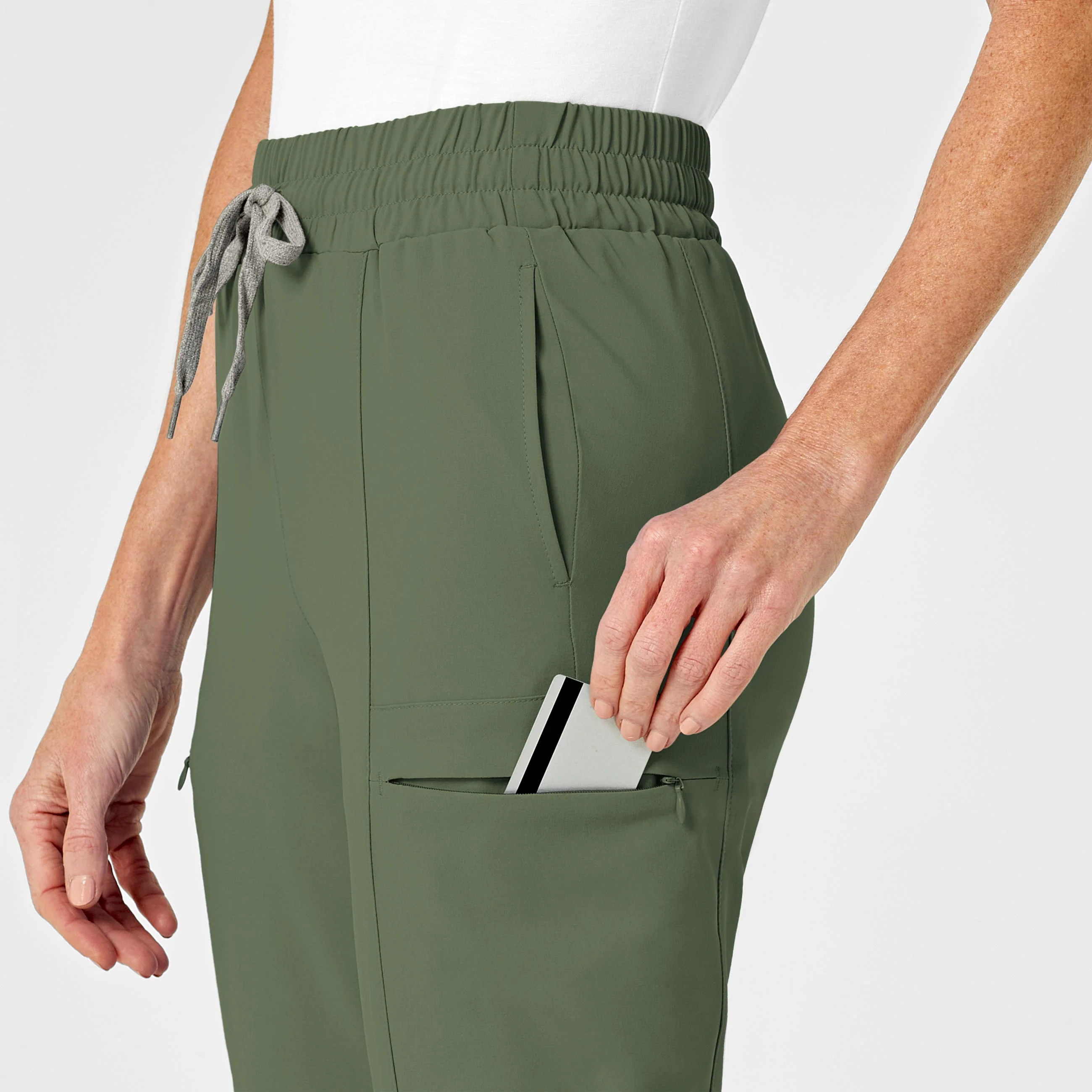 RENEW Women's High Waist Slim Leg Scrub Pant - Olive - Image 6