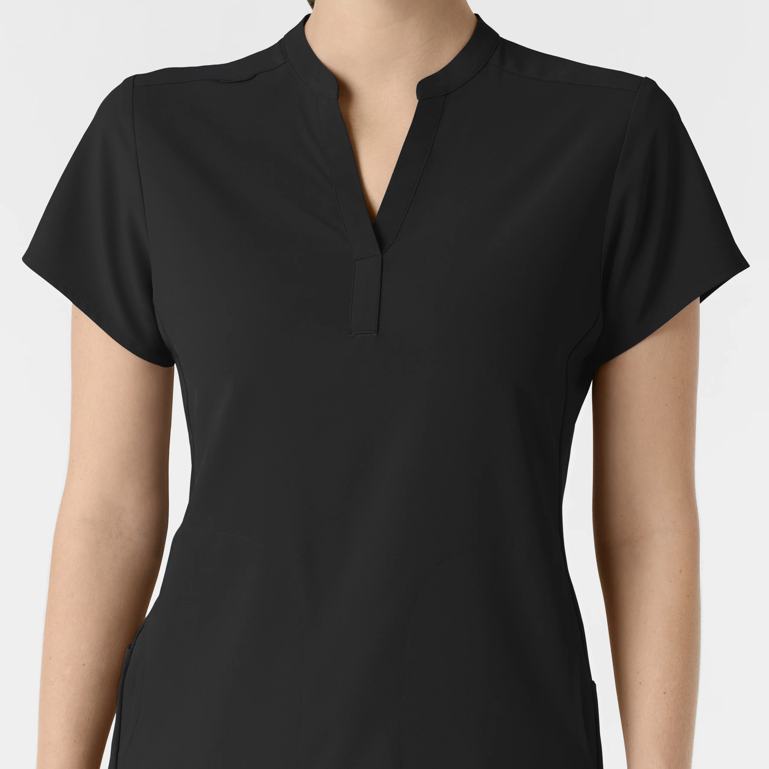 RENEW Women's Mandarin Collar Scrub Top - Black - Image 5