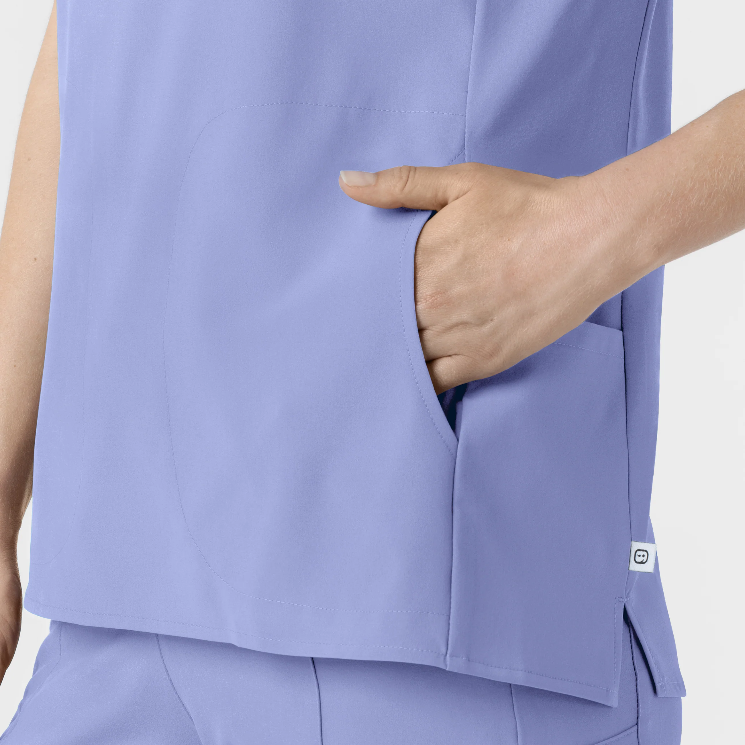 RENEW Women's Mandarin Collar Scrub Top - Ceil Blue - Image 10