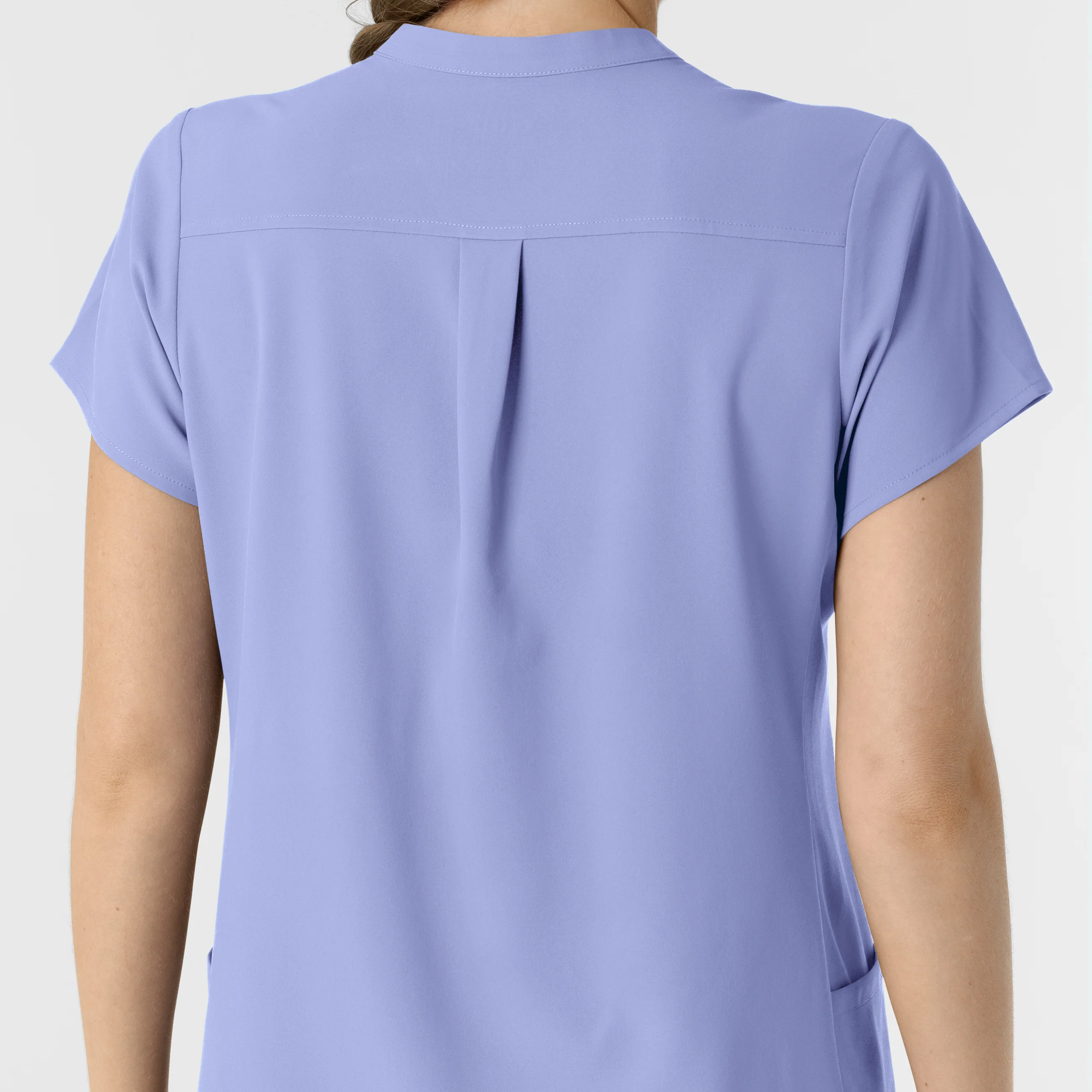 RENEW Women's Mandarin Collar Scrub Top - Ceil Blue - Image 6