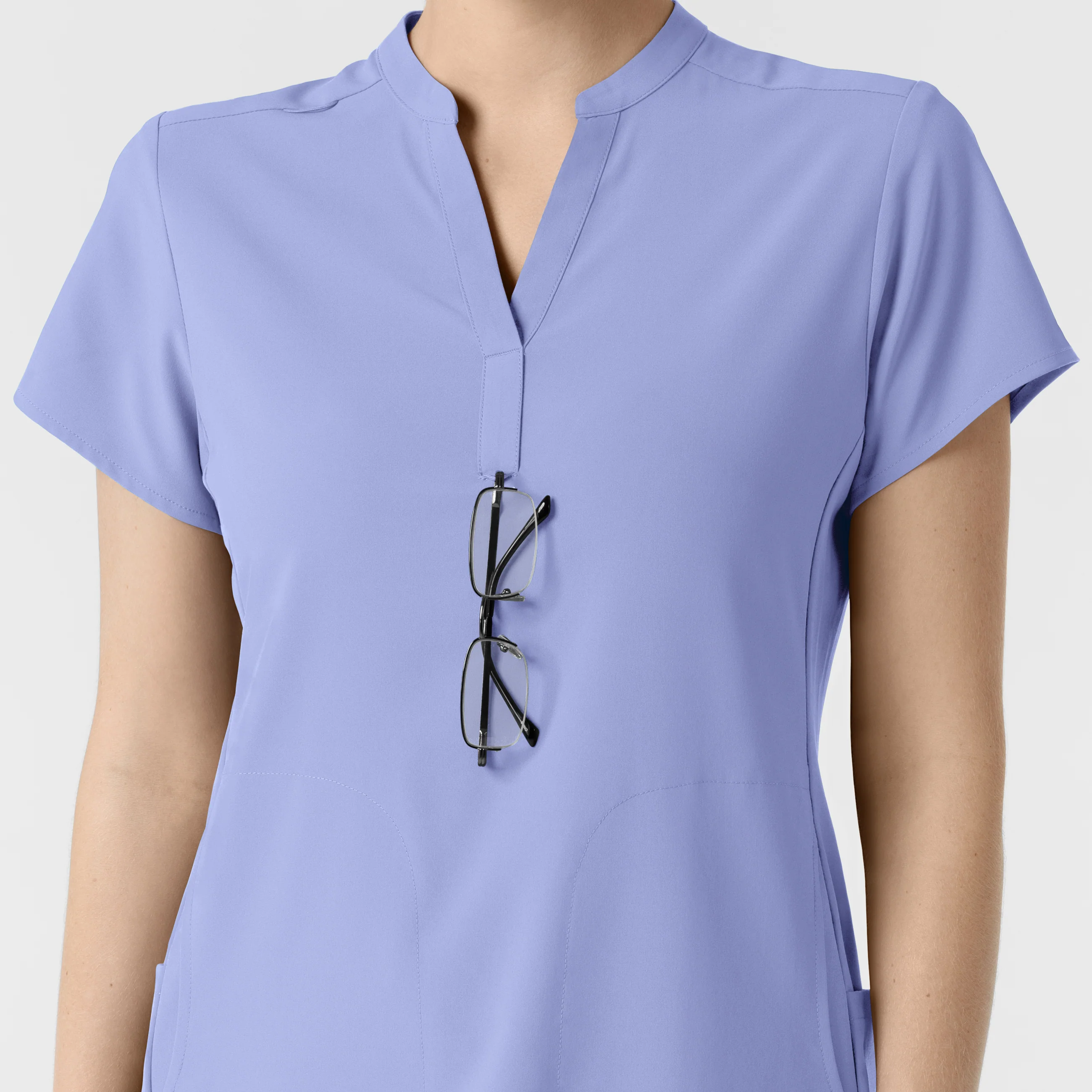 RENEW Women's Mandarin Collar Scrub Top - Ceil Blue - Image 8