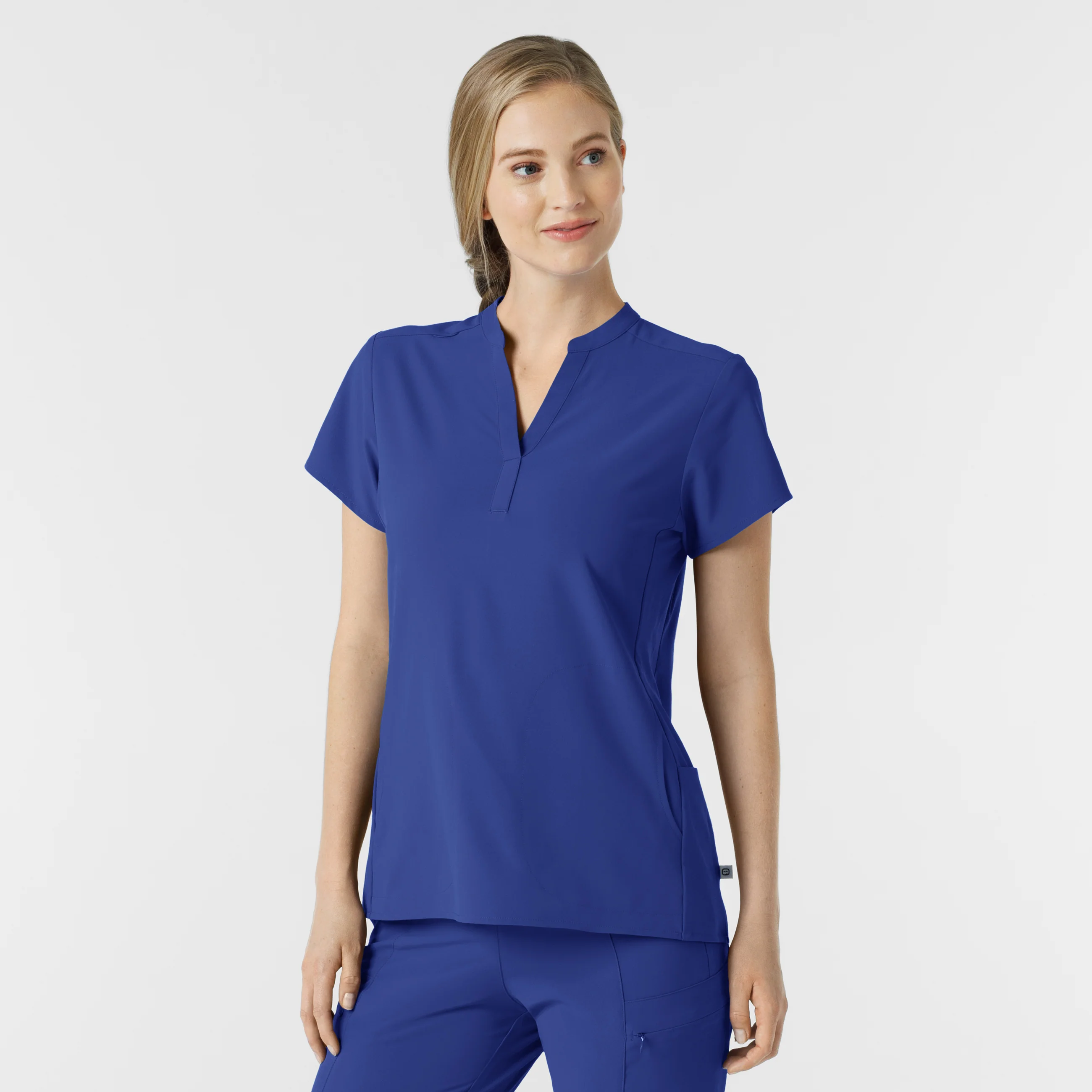 RENEW Women's Mandarin Collar Scrub Top - Galaxy Blue - Image 4