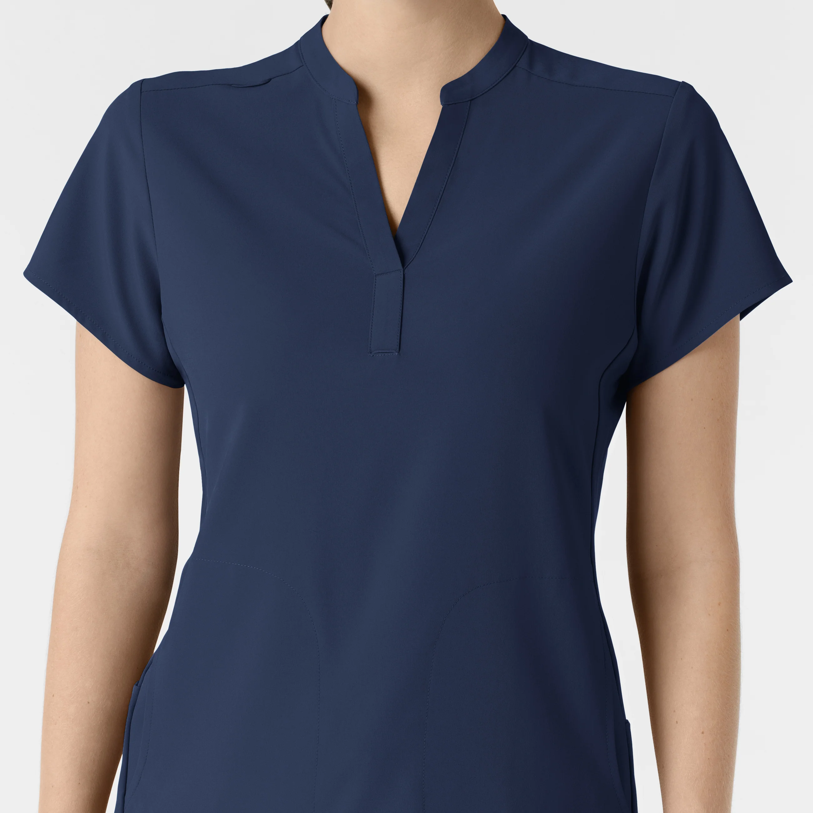 RENEW Women's Mandarin Collar Scrub Top - Navy - Image 5