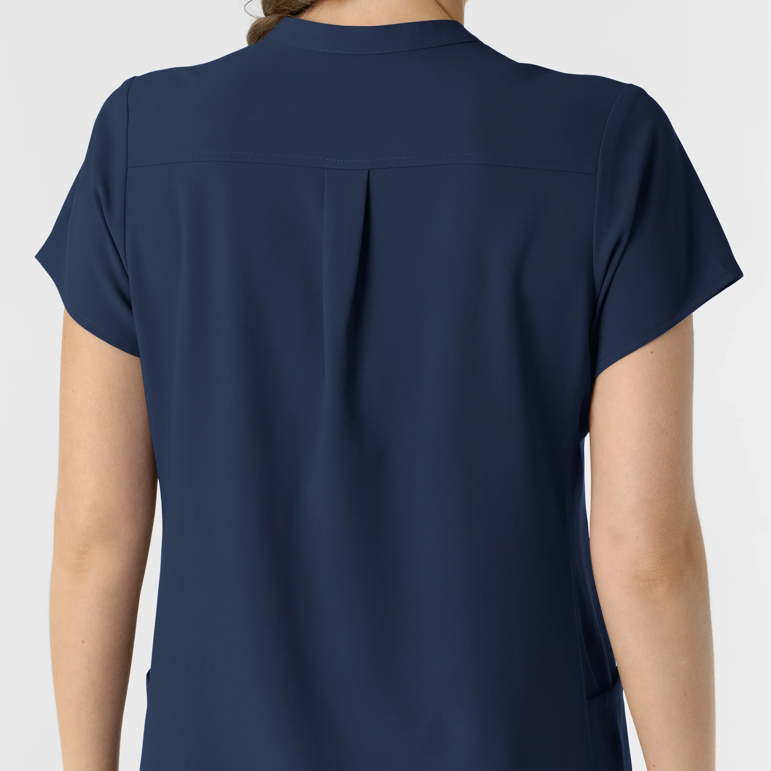 RENEW Women's Mandarin Collar Scrub Top - Navy - Image 6