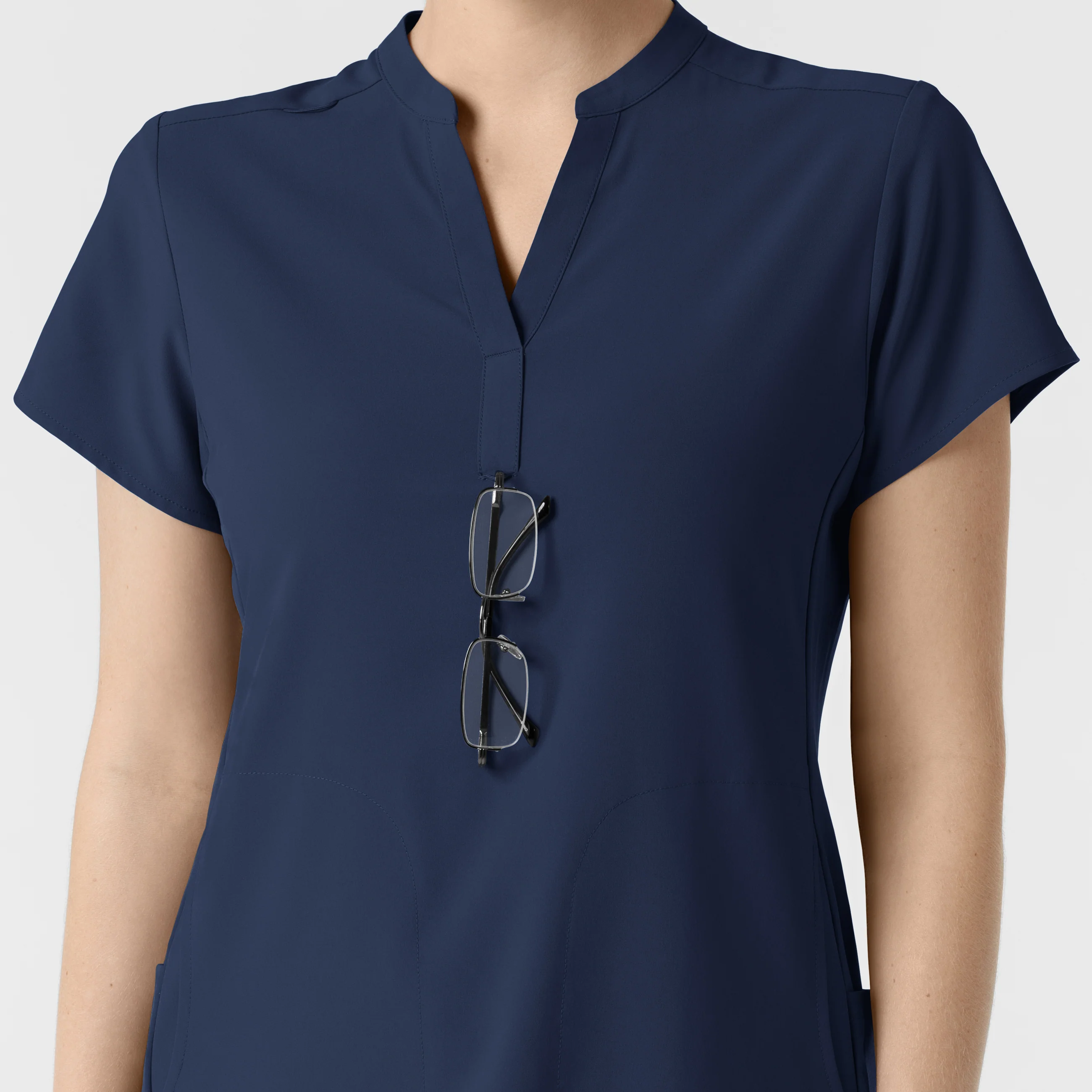 RENEW Women's Mandarin Collar Scrub Top - Navy - Image 8
