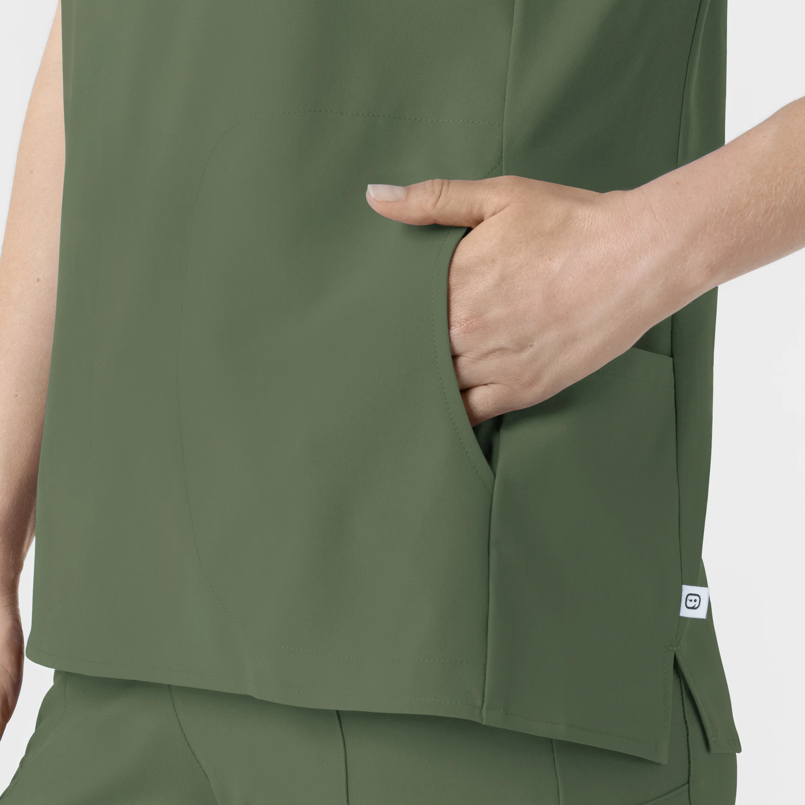 RENEW Women's Mandarin Collar Scrub Top - Olive - Image 10