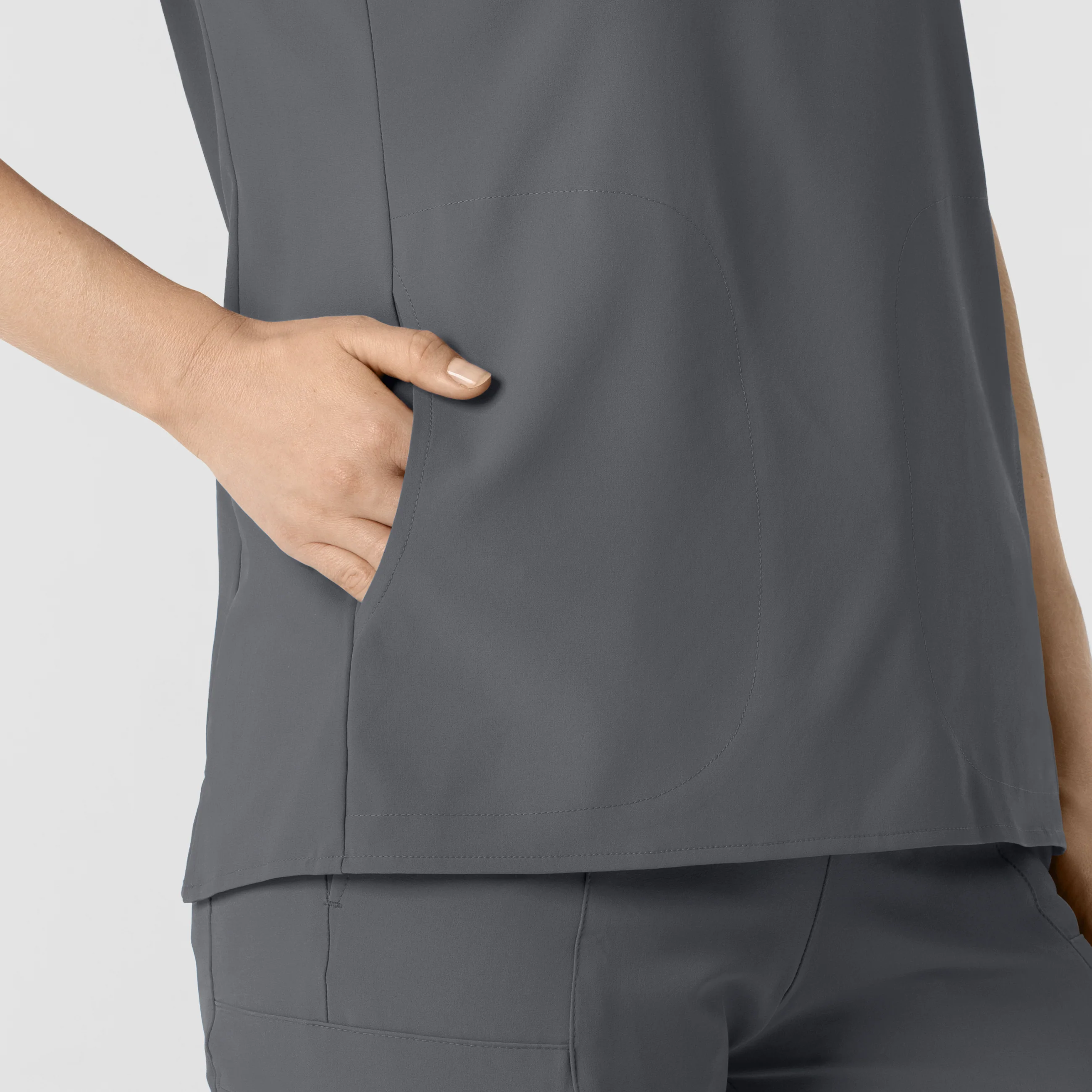 RENEW Women's Mandarin Collar Scrub Top - Pewter - Image 11