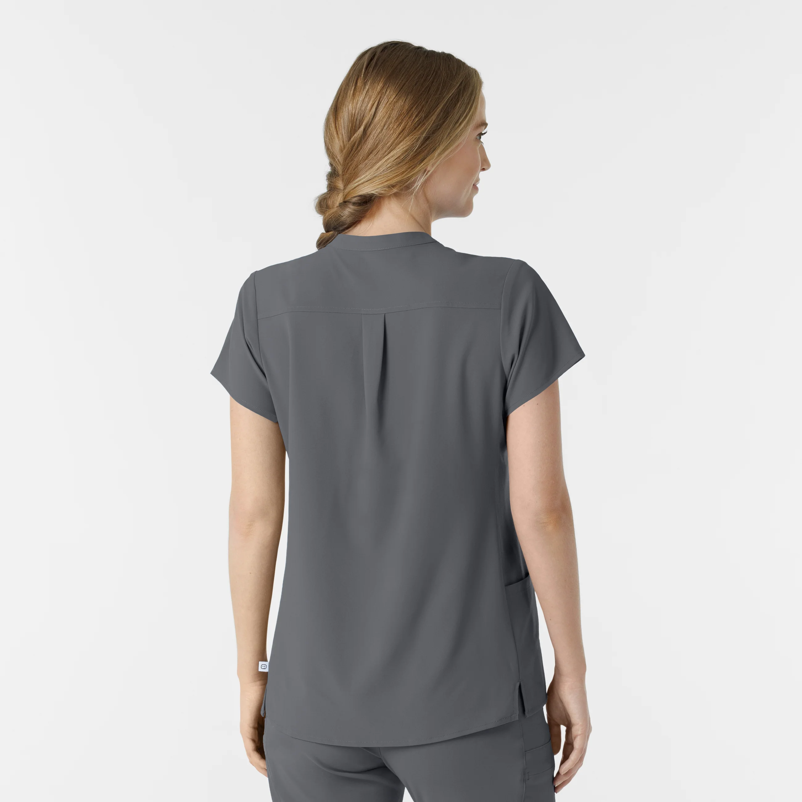RENEW Women's Mandarin Collar Scrub Top - Pewter - Image 2