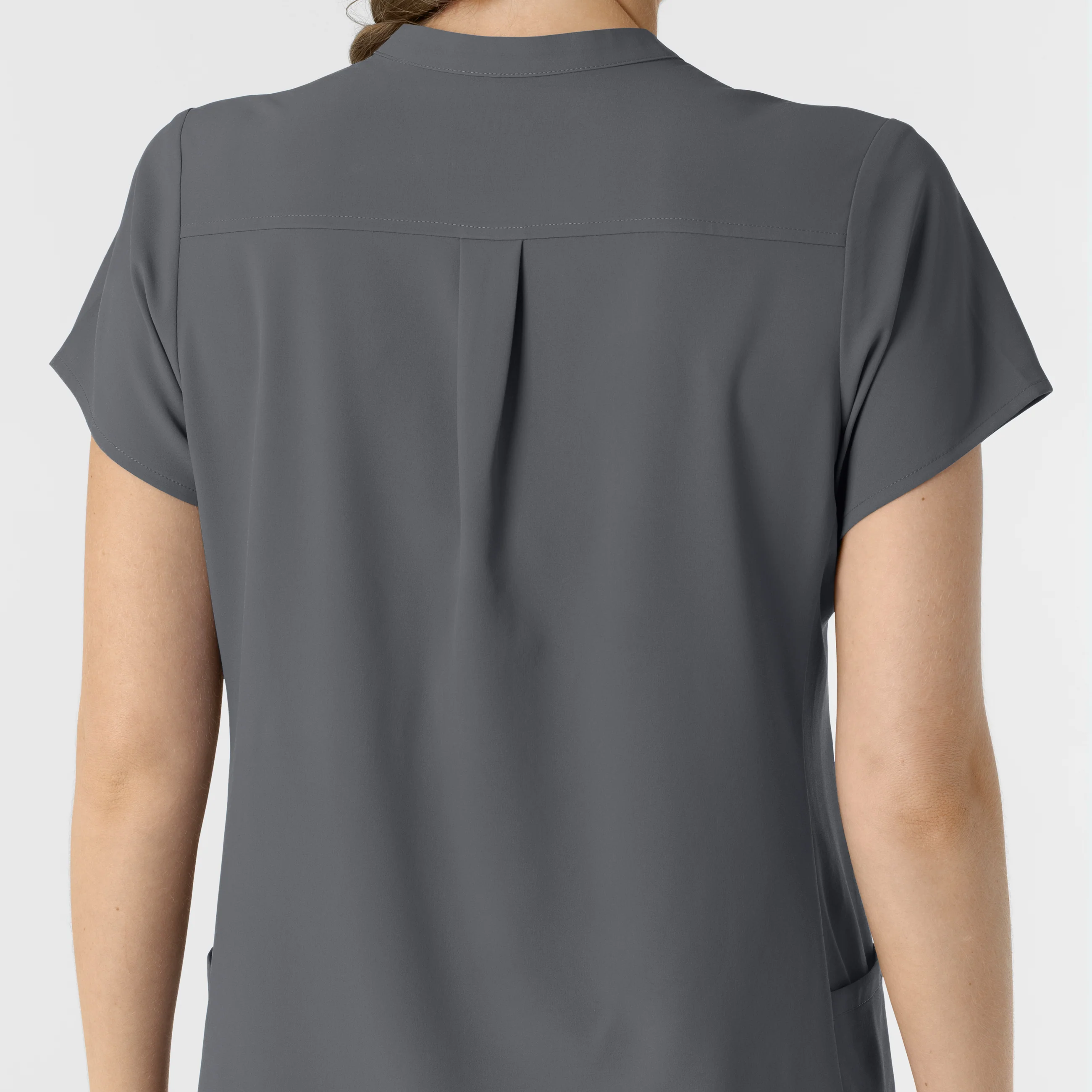 RENEW Women's Mandarin Collar Scrub Top - Pewter - Image 6