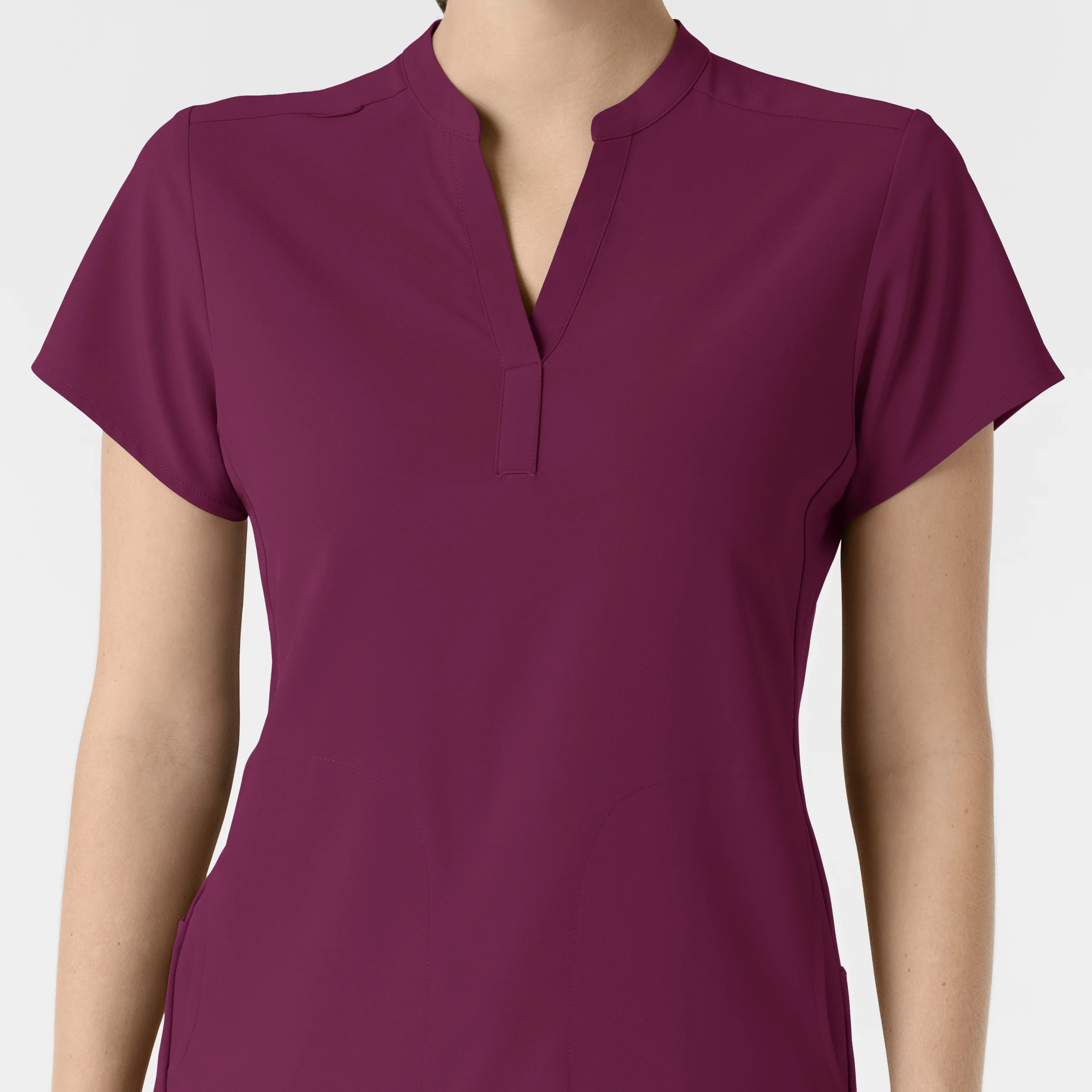 RENEW Women's Mandarin Collar Scrub Top - Wine - Image 5