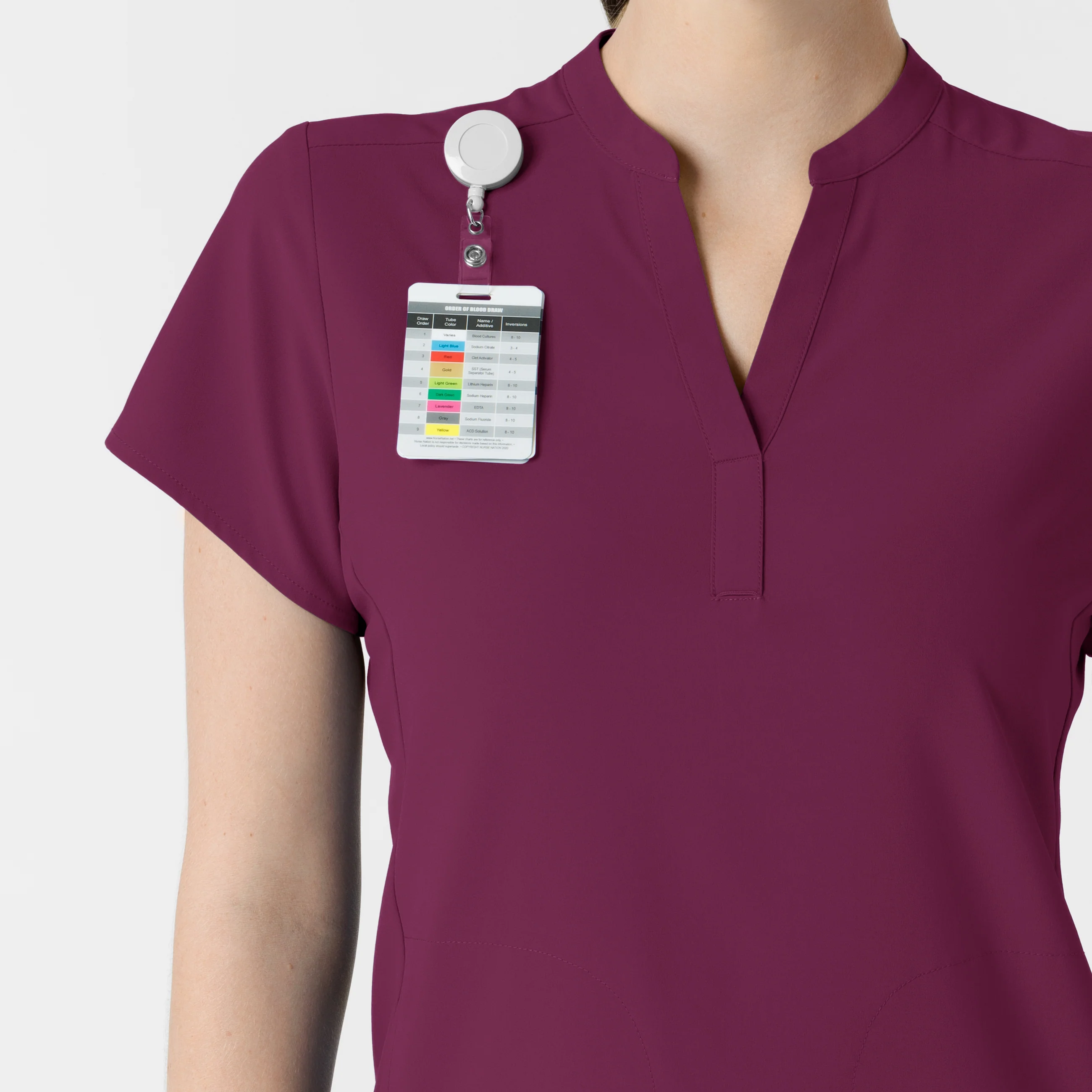 RENEW Women's Mandarin Collar Scrub Top - Wine - Image 7