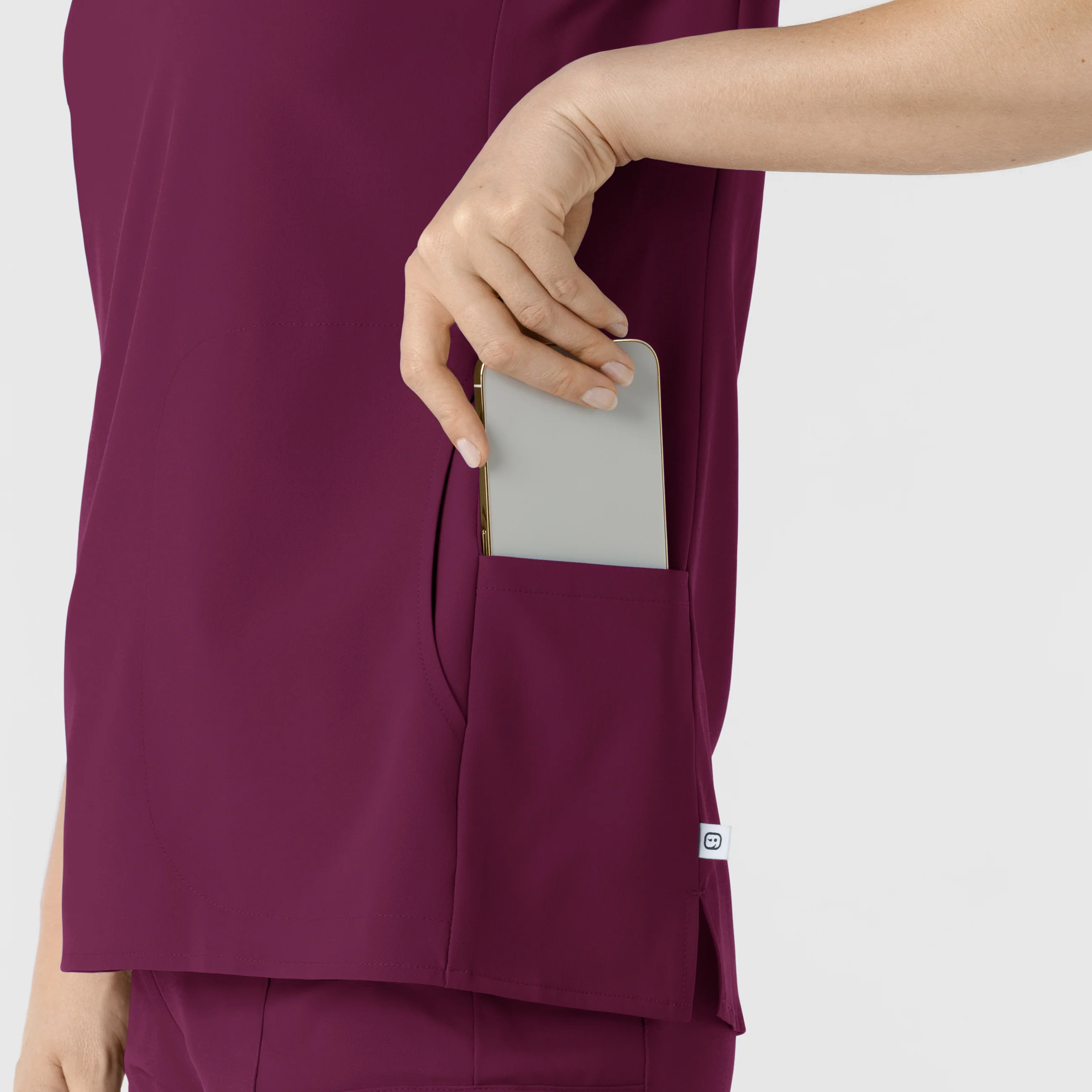 RENEW Women's Mandarin Collar Scrub Top - Wine - Image 9