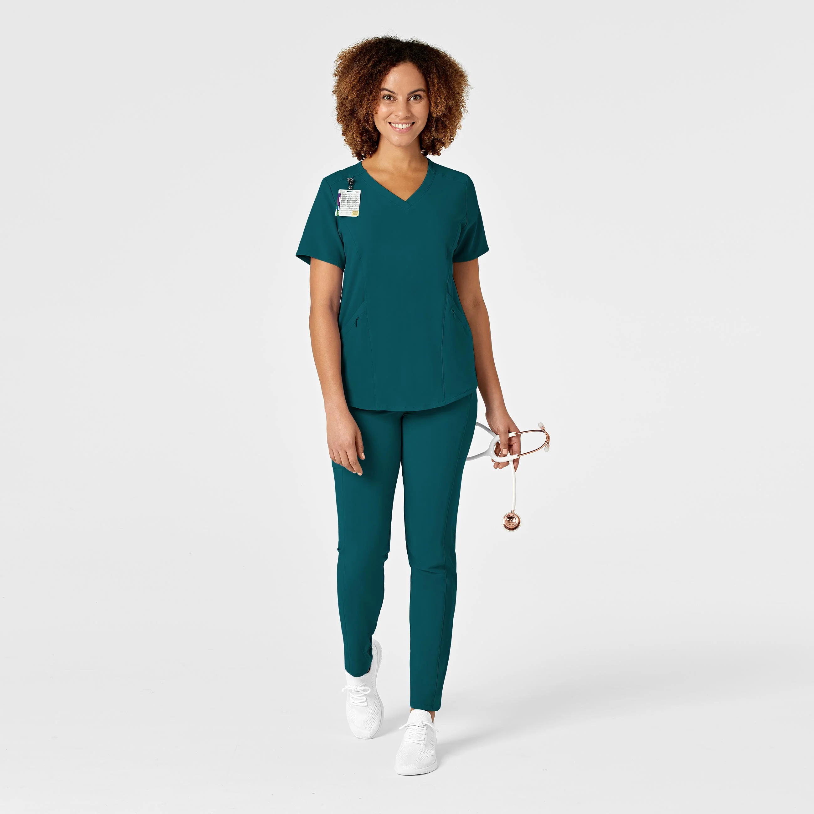 RENEW Women's V-Neck Scrub Top - Caribbean Blue - Image 3