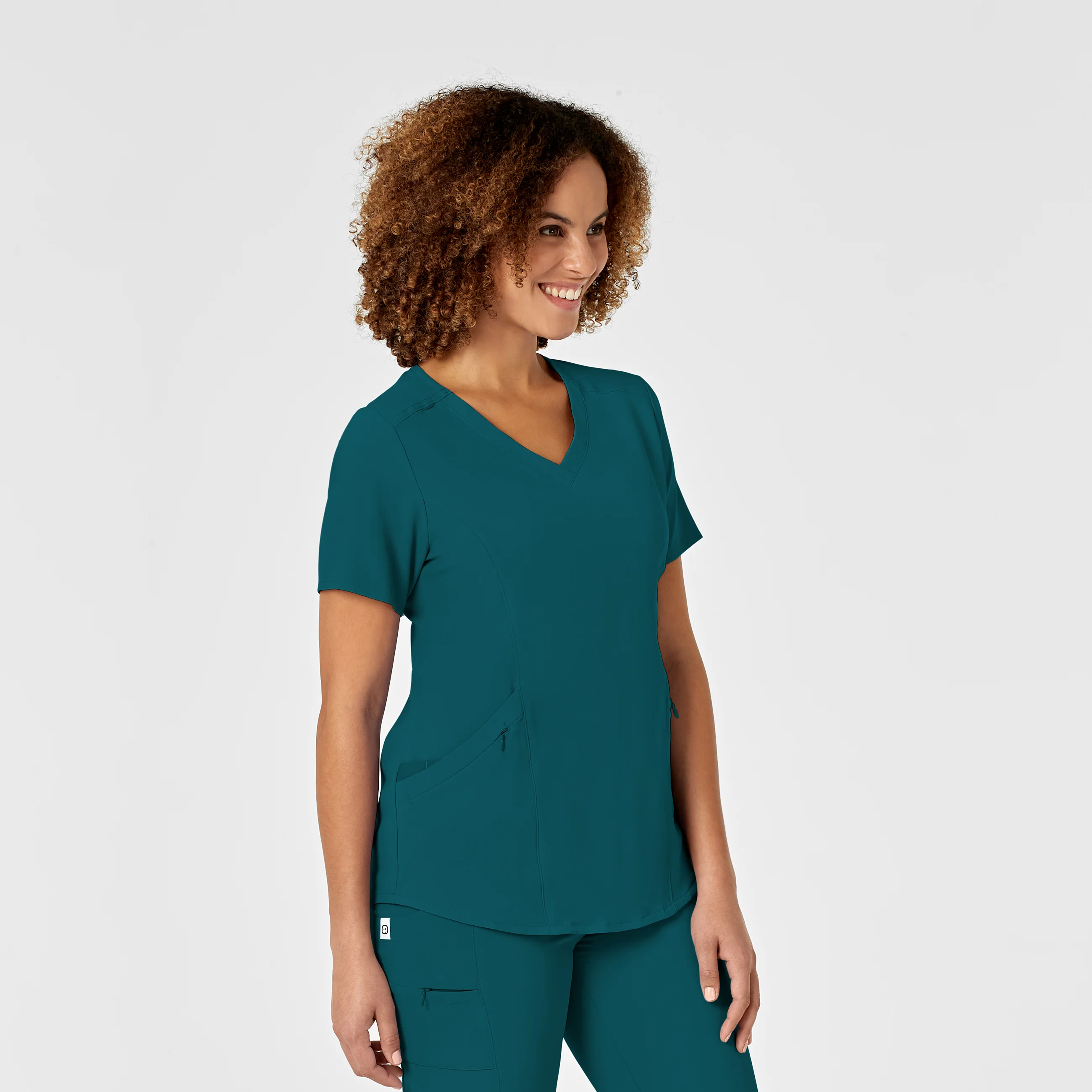 RENEW Women's V-Neck Scrub Top - Caribbean Blue - Image 4