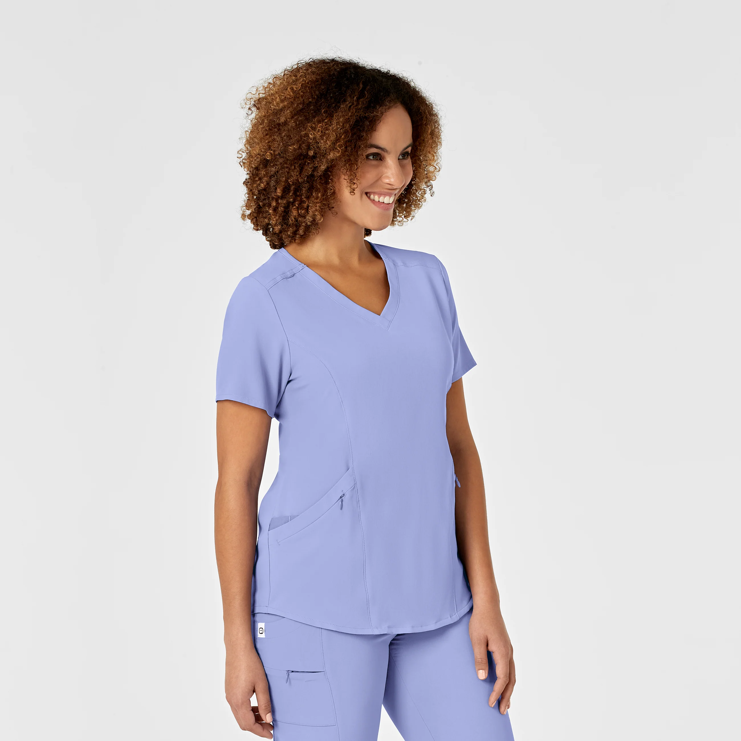 RENEW Women's V-Neck Scrub Top - Ceil Blue - Image 4