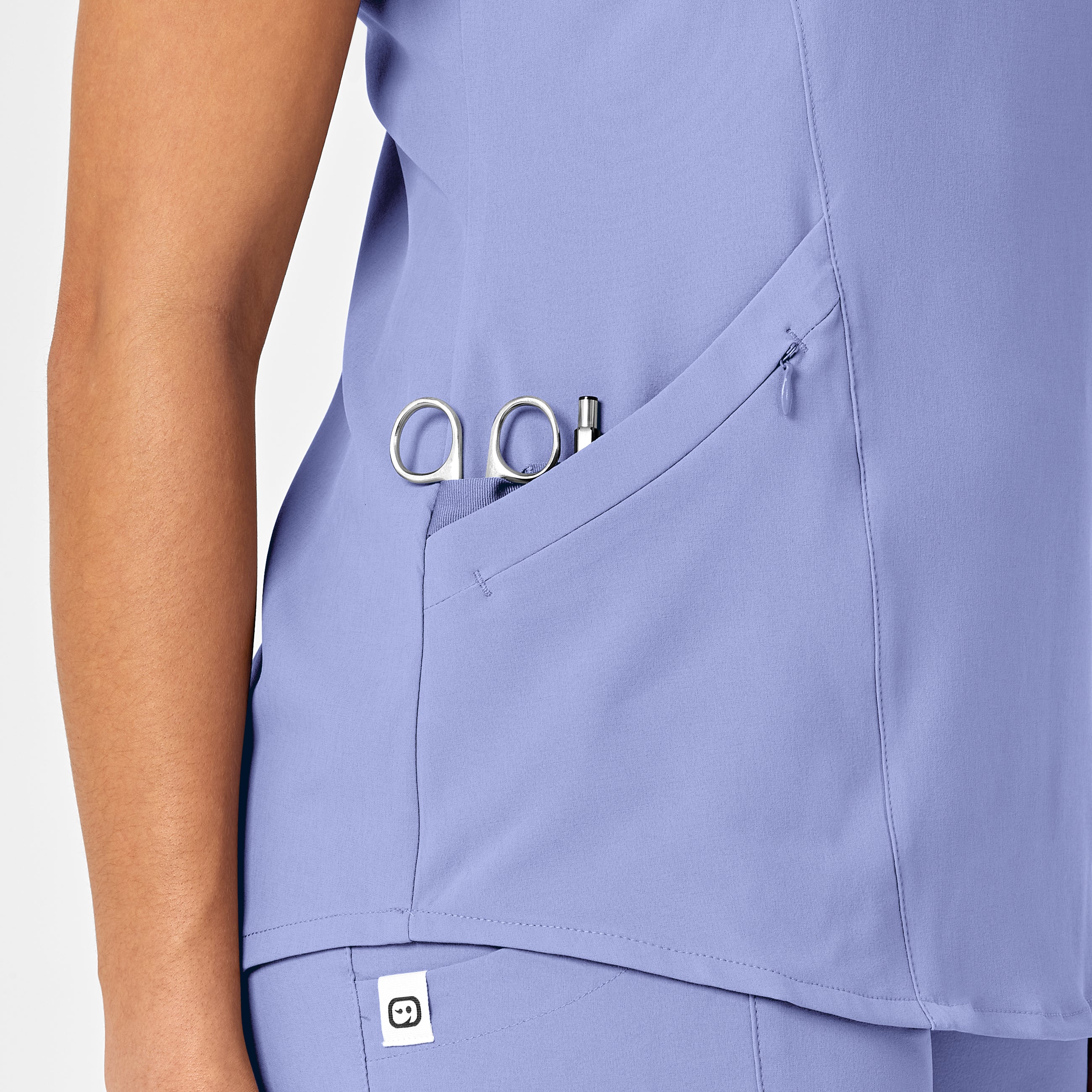 RENEW Women's V-Neck Scrub Top - Ceil Blue - Image 8