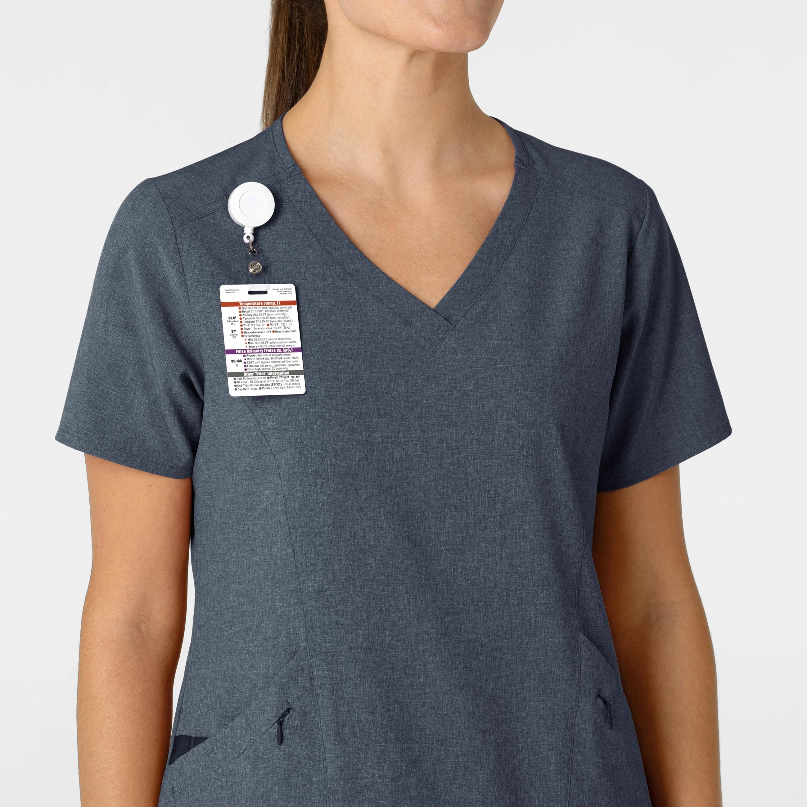 RENEW Women's V-Neck Scrub Top - Navy Heather - Image 5