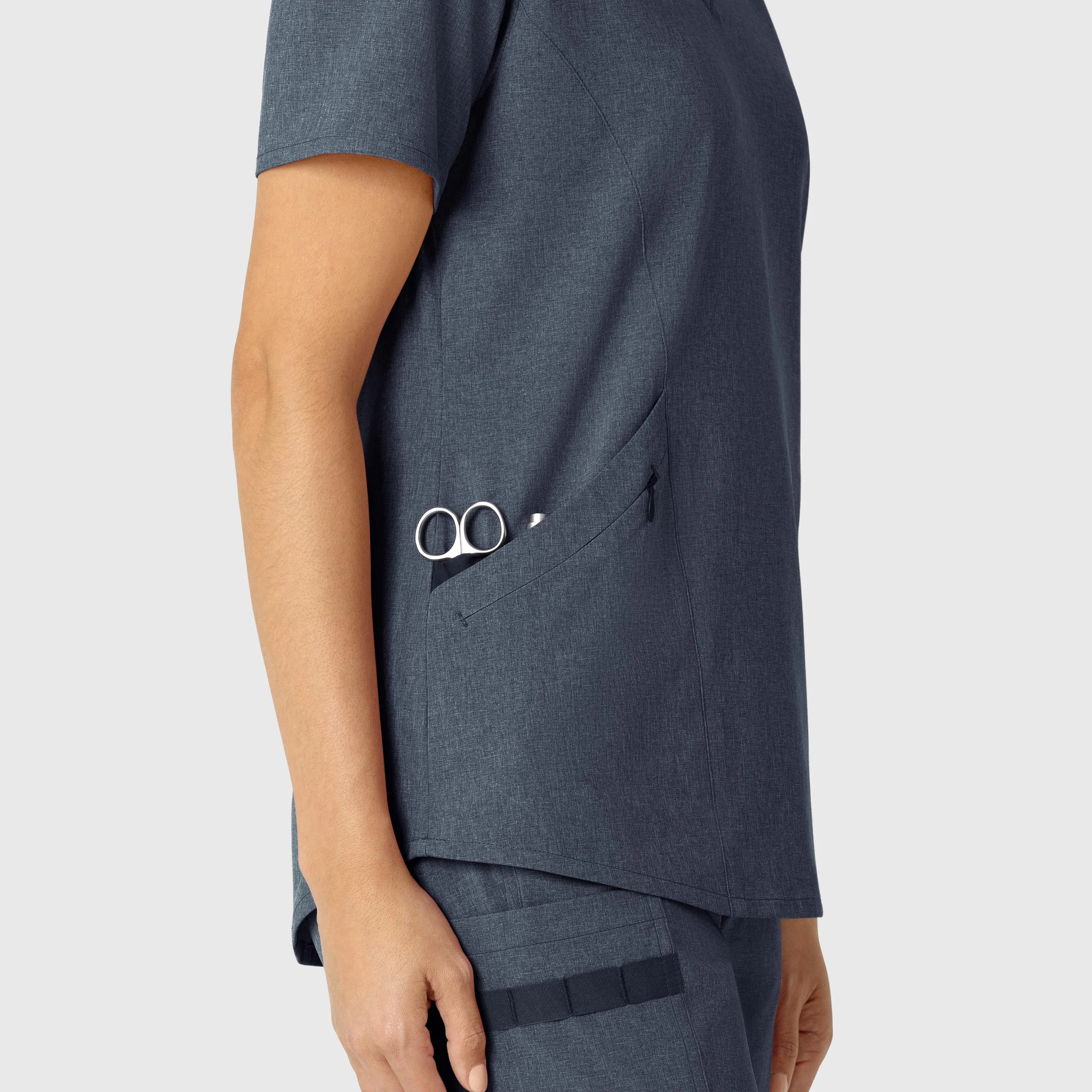 RENEW Women's V-Neck Scrub Top - Navy Heather - Image 7