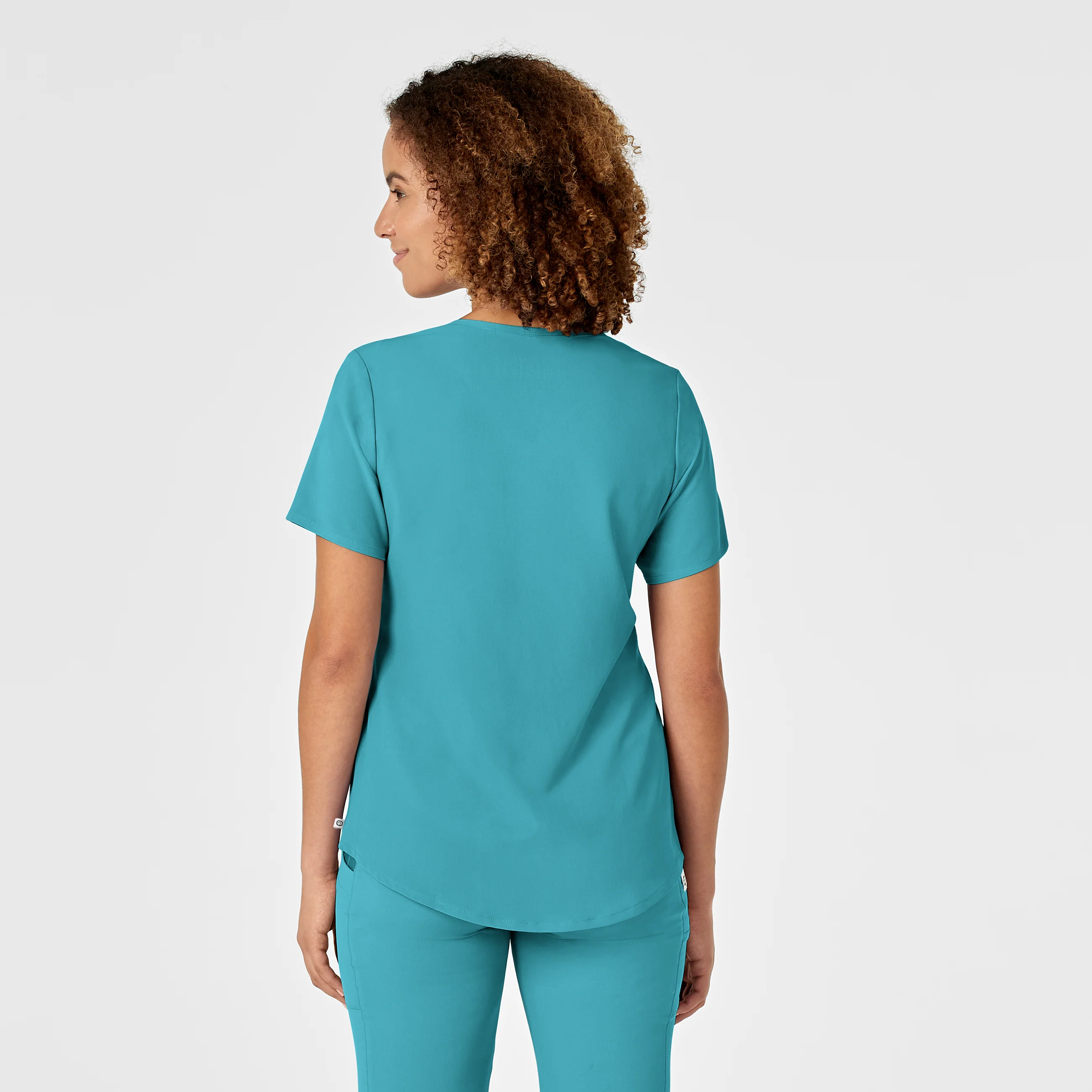 RENEW Women's V-Neck Scrub Top - Teal Blue - Image 2