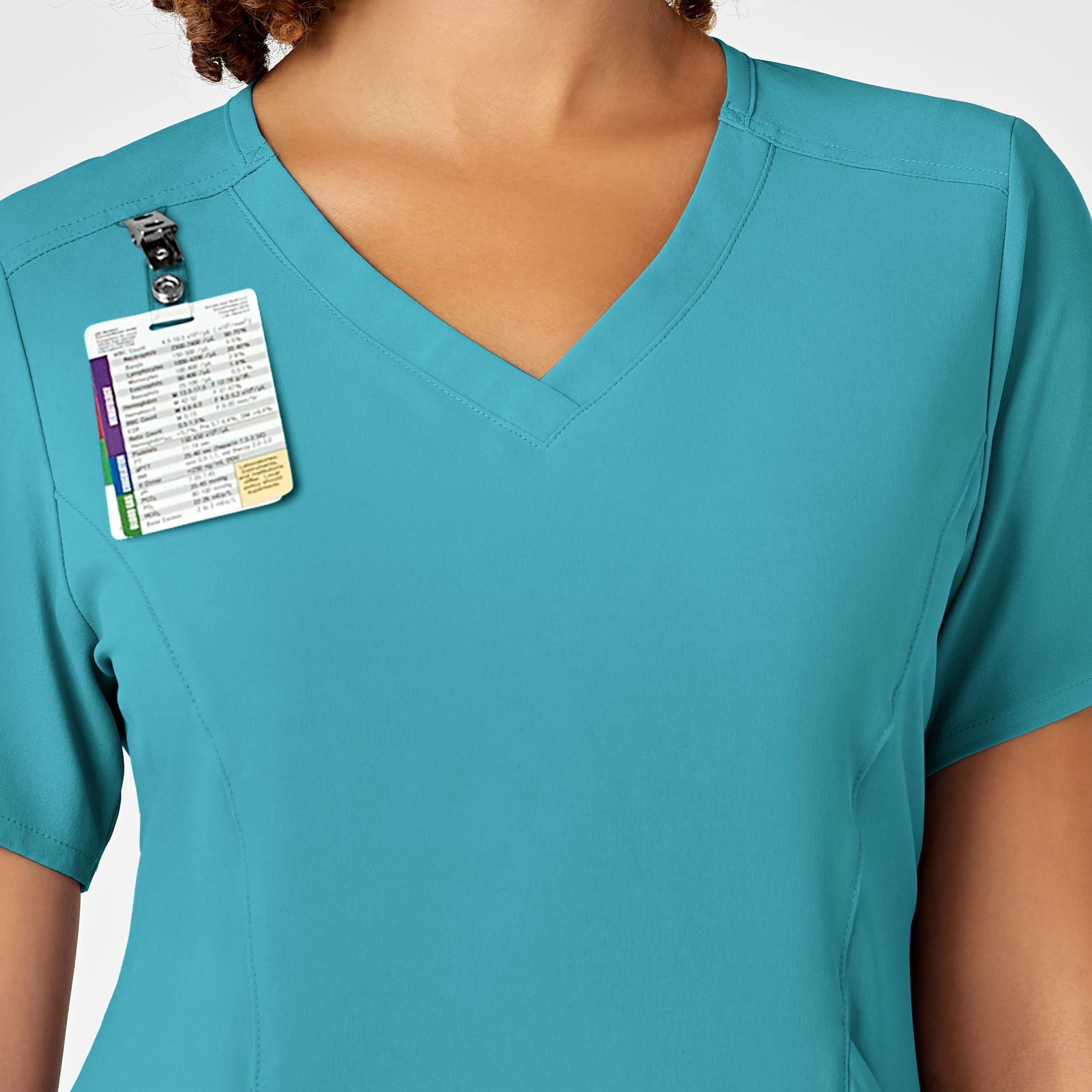 RENEW Women's V-Neck Scrub Top - Teal Blue - Image 6