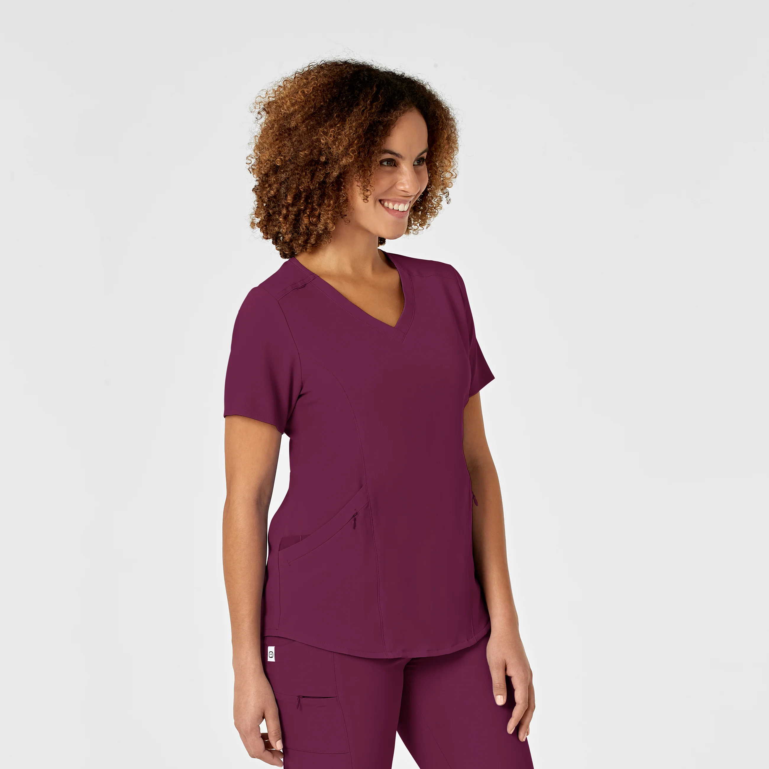 RENEW Women's V-Neck Scrub Top - Wine - Image 4