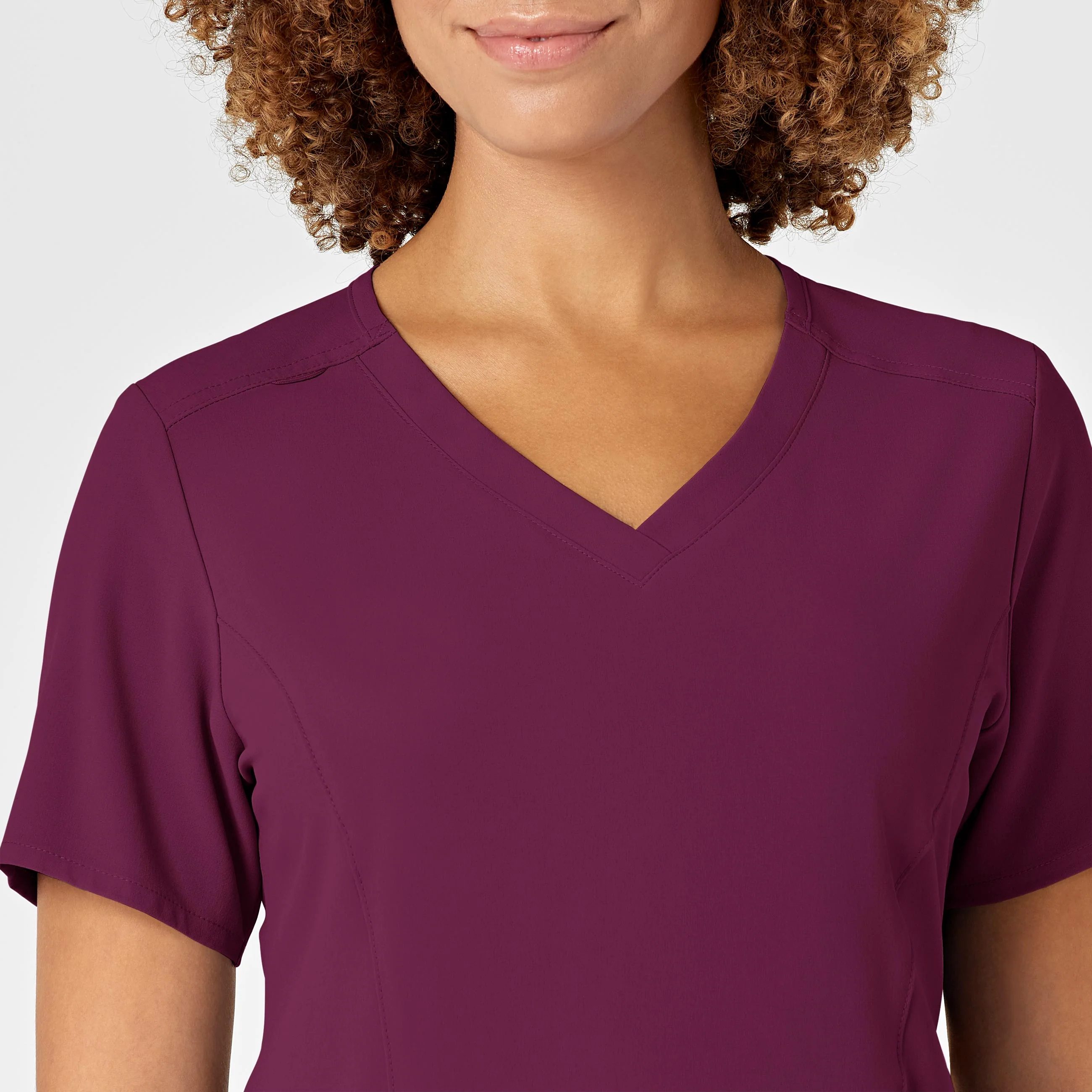 RENEW Women's V-Neck Scrub Top - Wine - Image 5