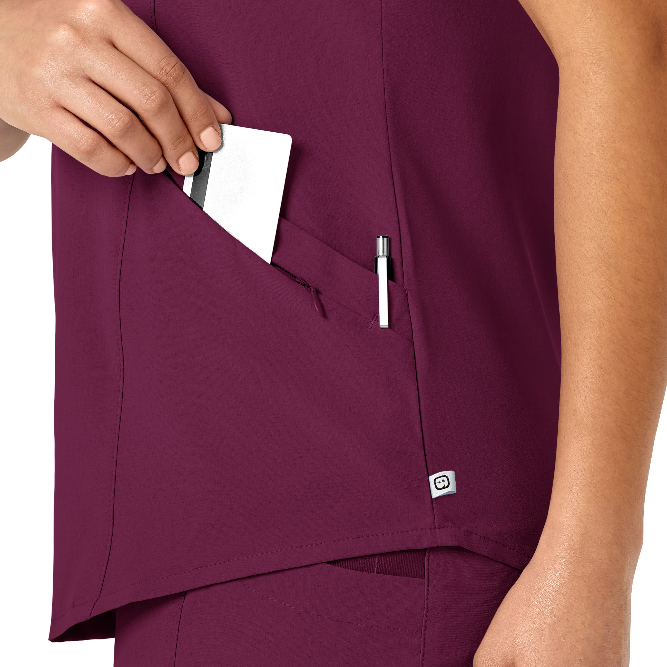 RENEW Women's V-Neck Scrub Top - Wine - Image 7