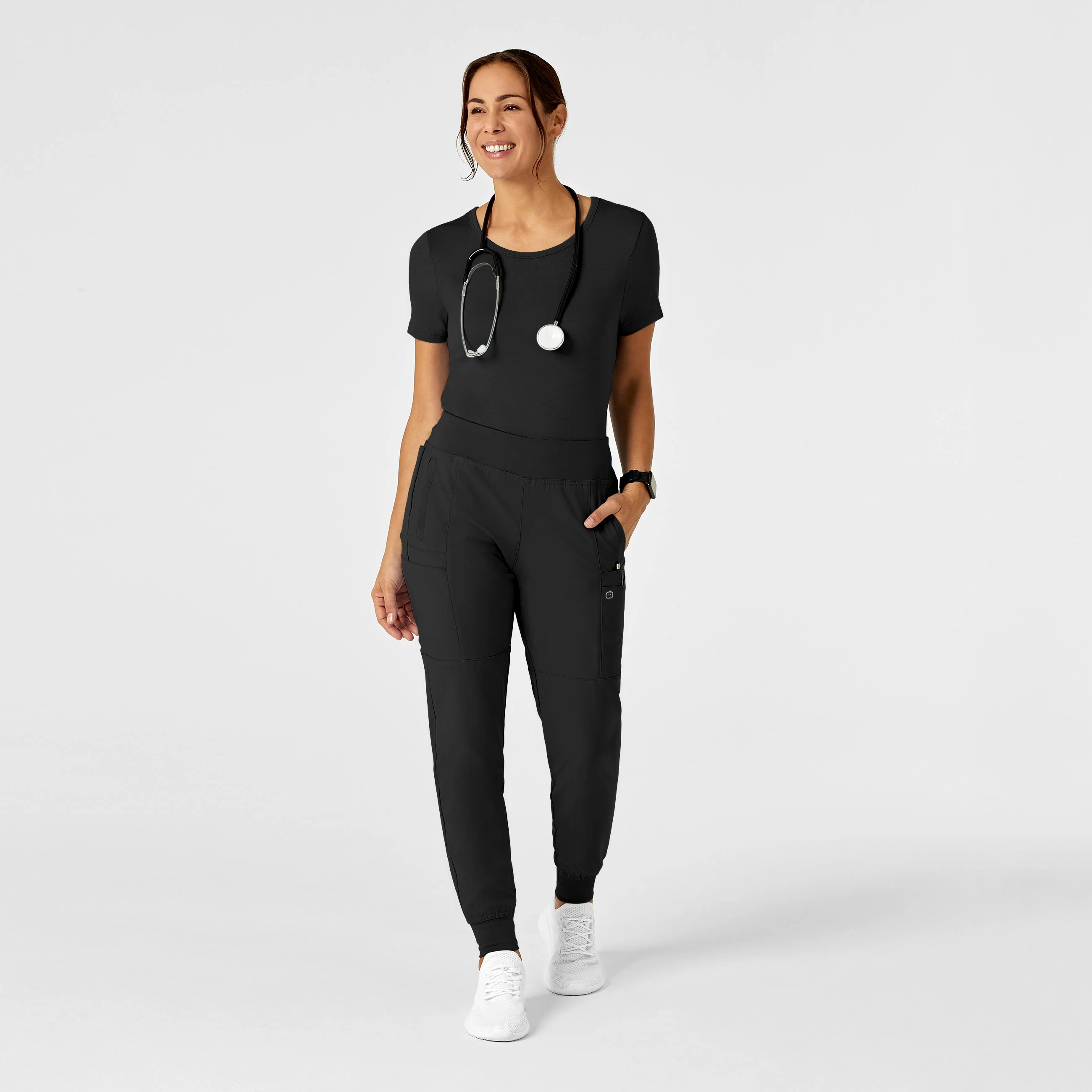 Silky Knit Short Sleeve Tee - Black - Image 3
