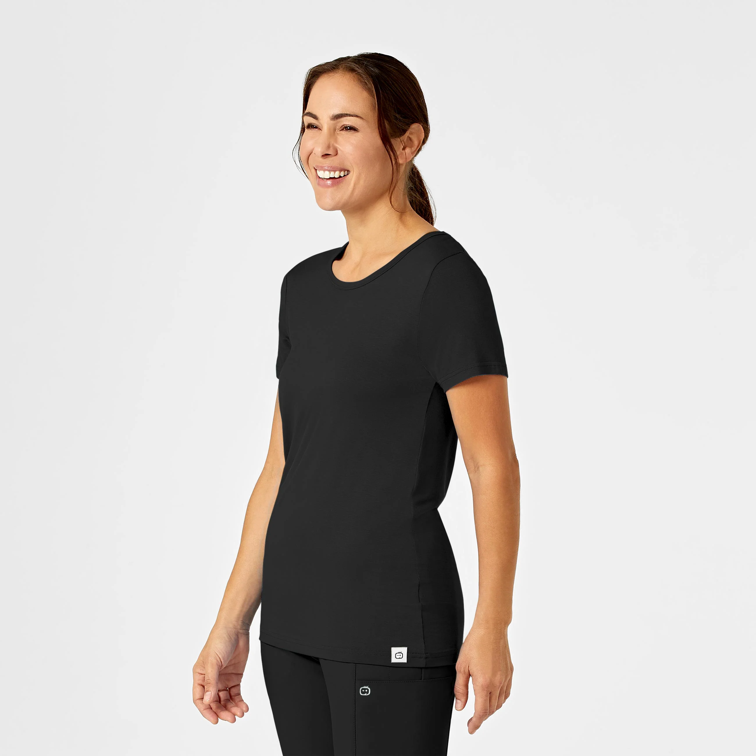 Silky Knit Short Sleeve Tee - Black - Image 4