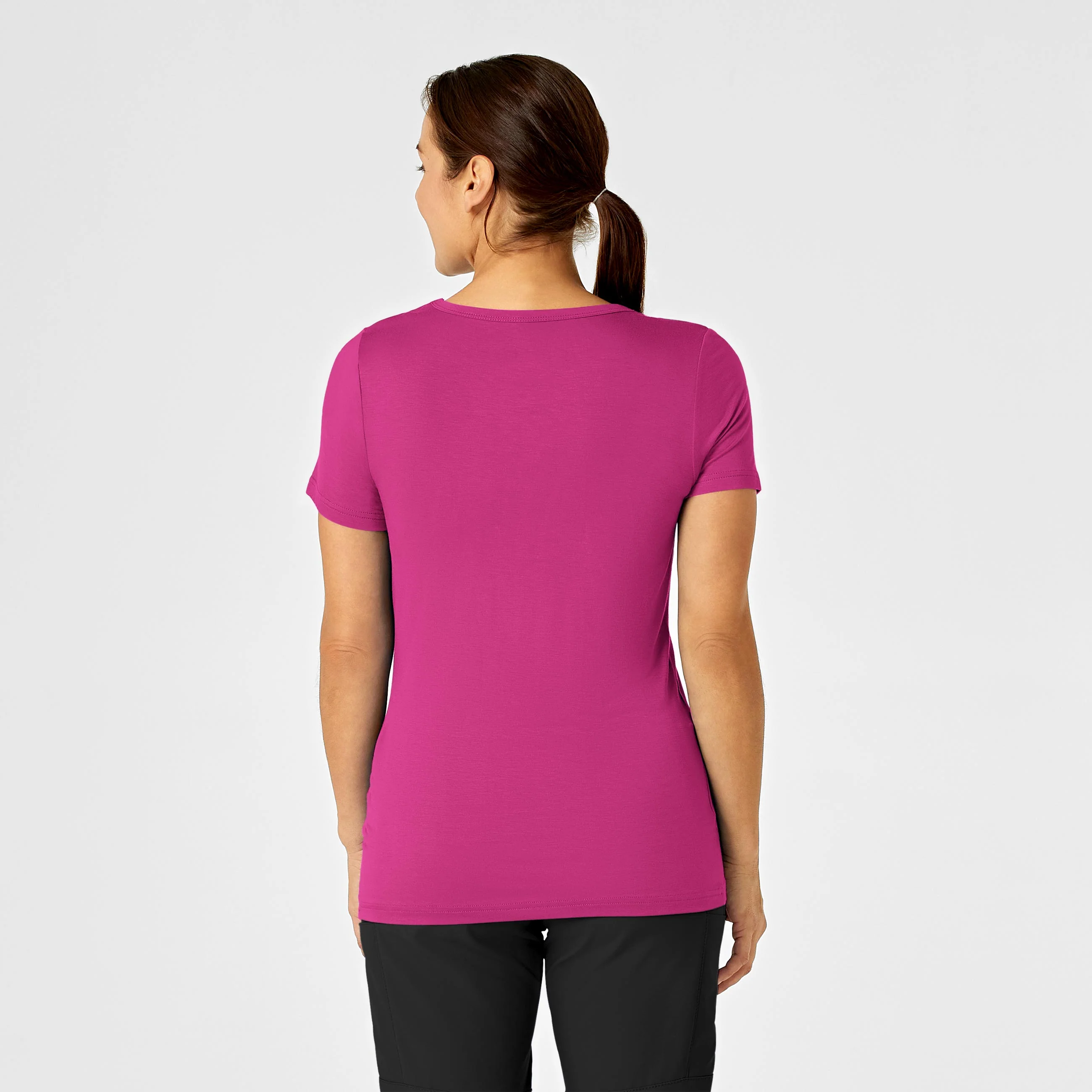 Silky Knit Short Sleeve Tee - Hot Pink - Image 2