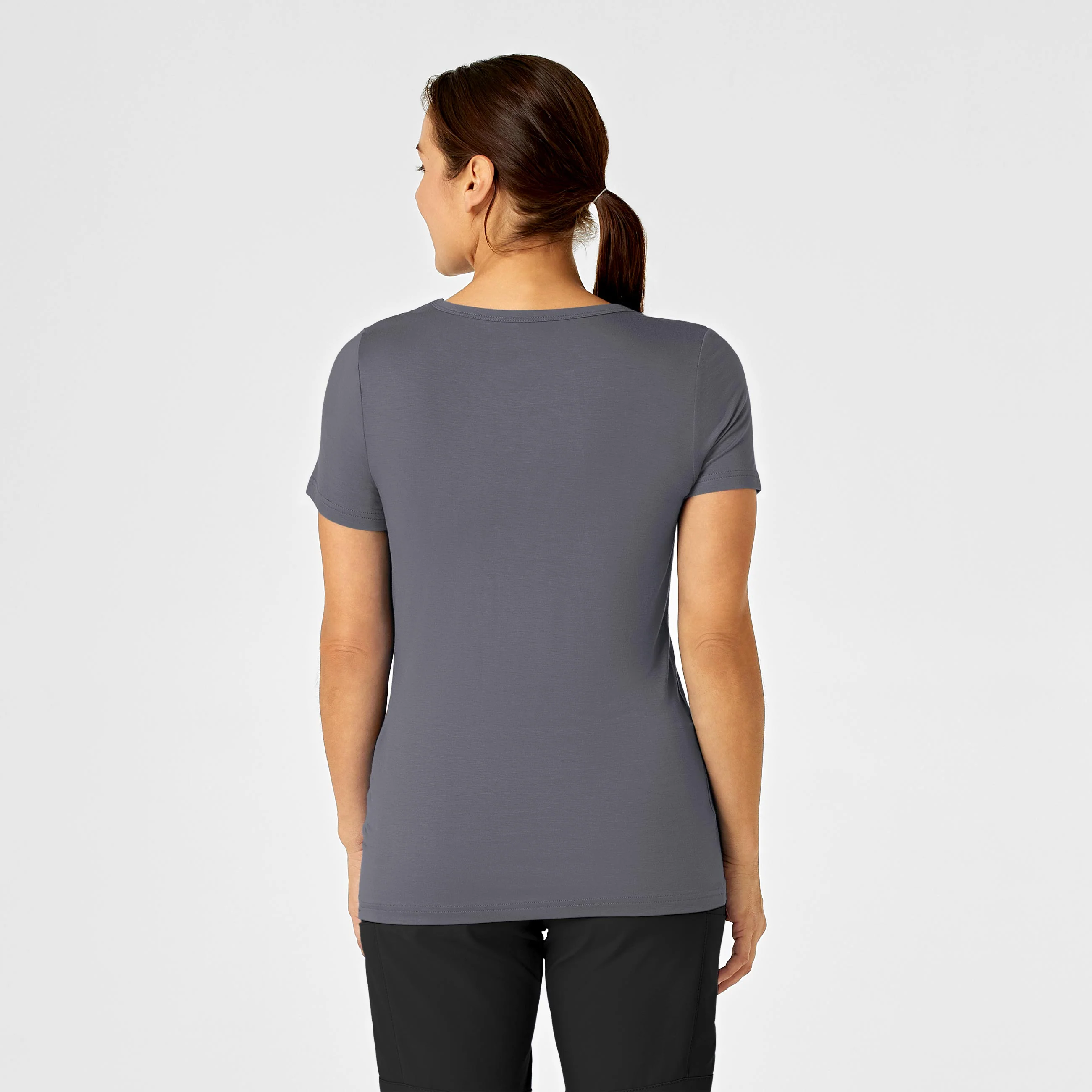 Silky Knit Short Sleeve Tee - Pewter - Image 2
