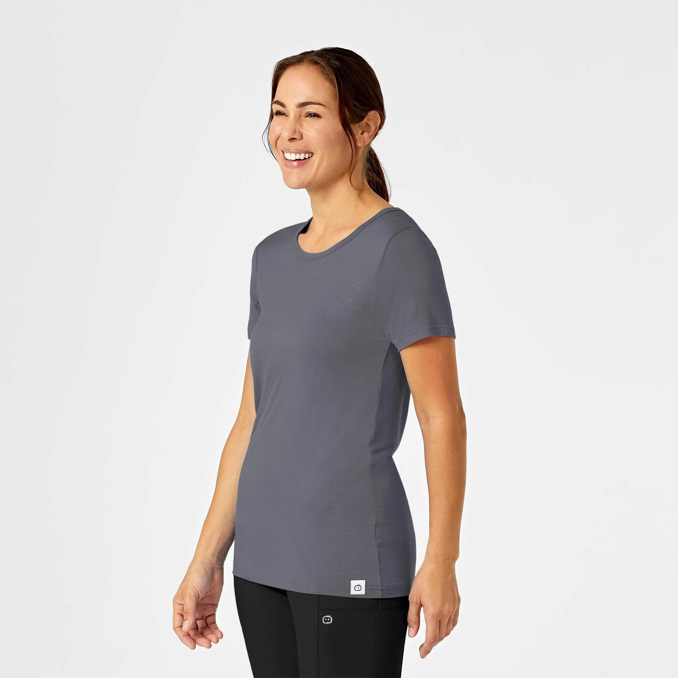 Silky Knit Short Sleeve Tee - Pewter - Image 4
