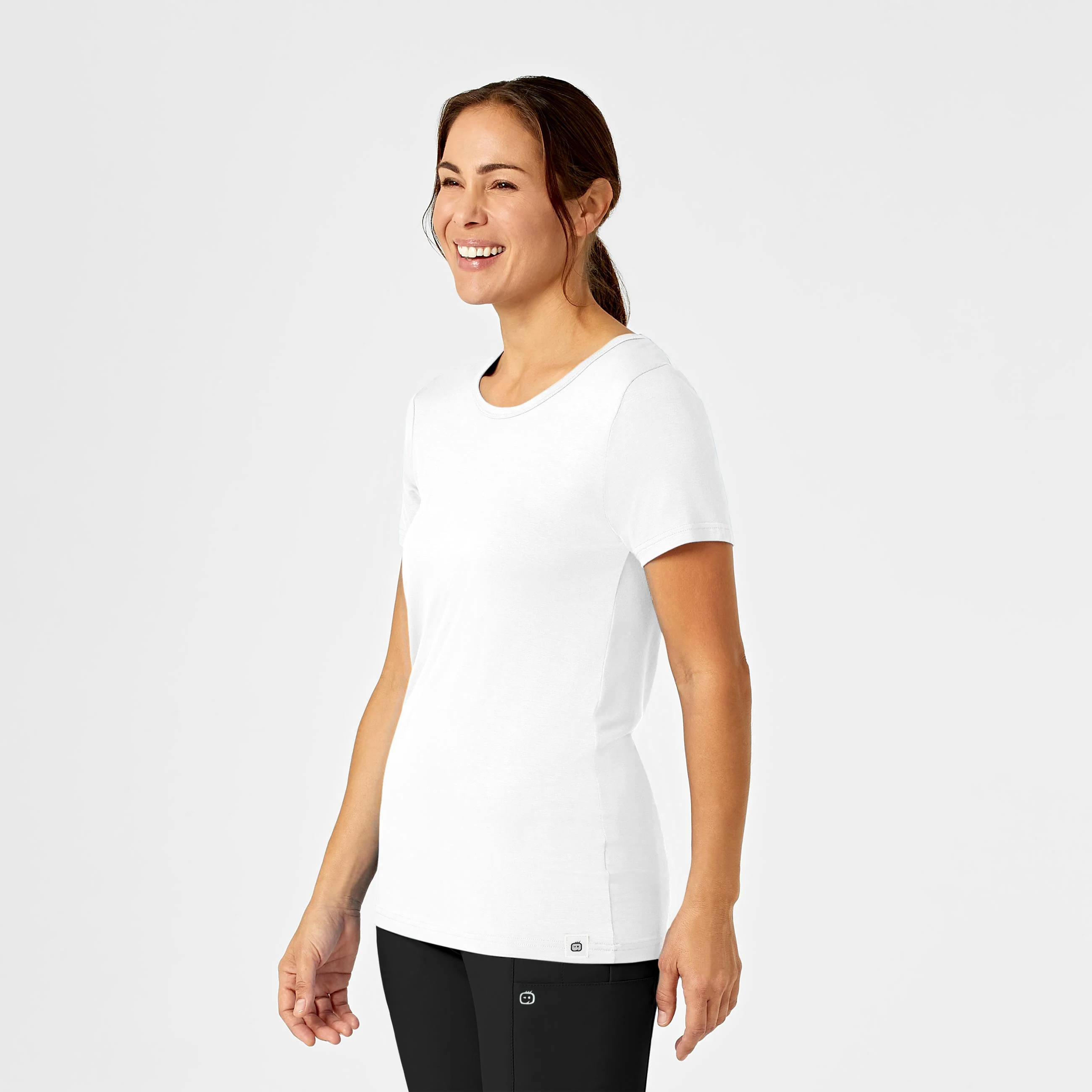 Silky Knit Short Sleeve Tee - White - Image 4