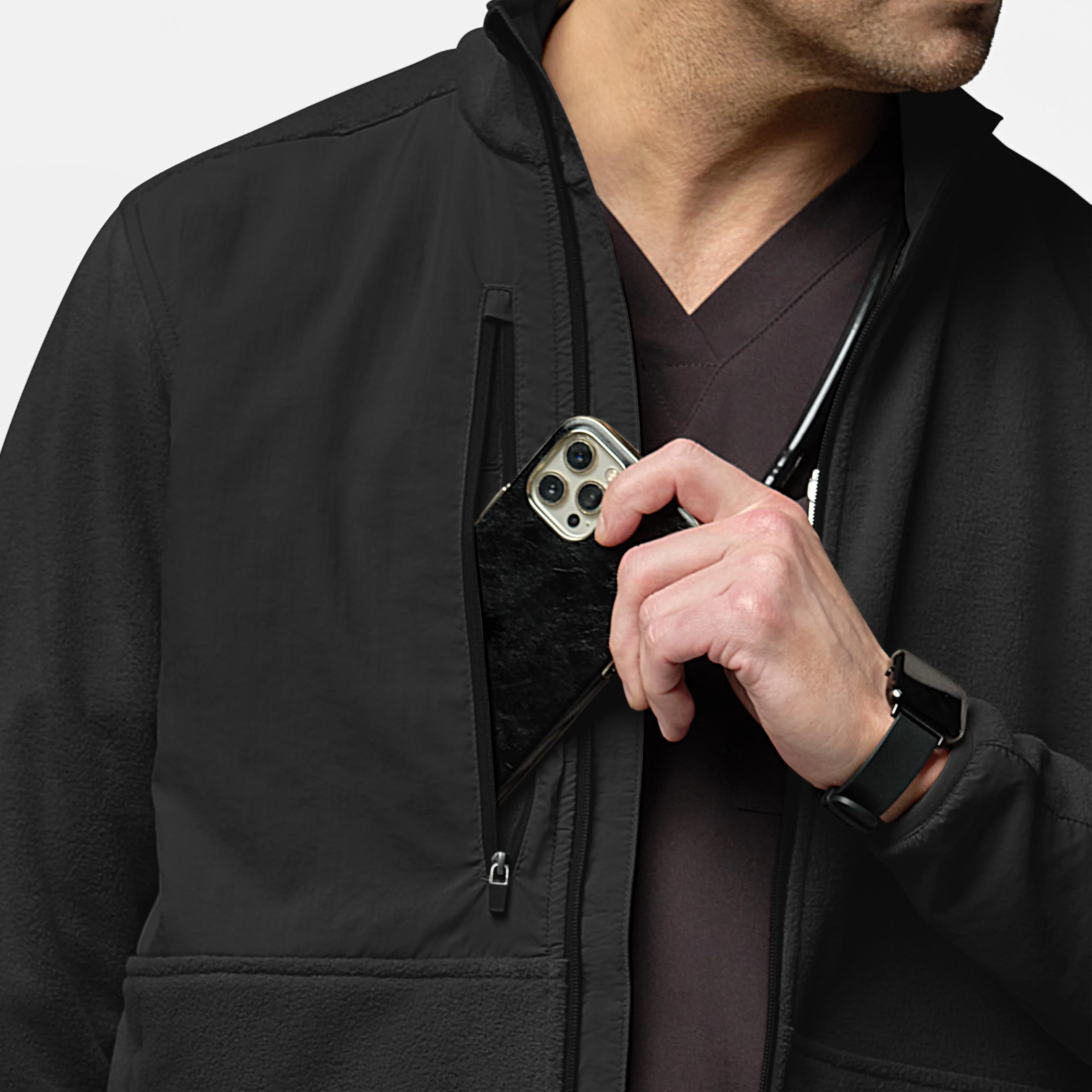 Slate Men's Micro Fleece Zip Jacket - Black - Image 8