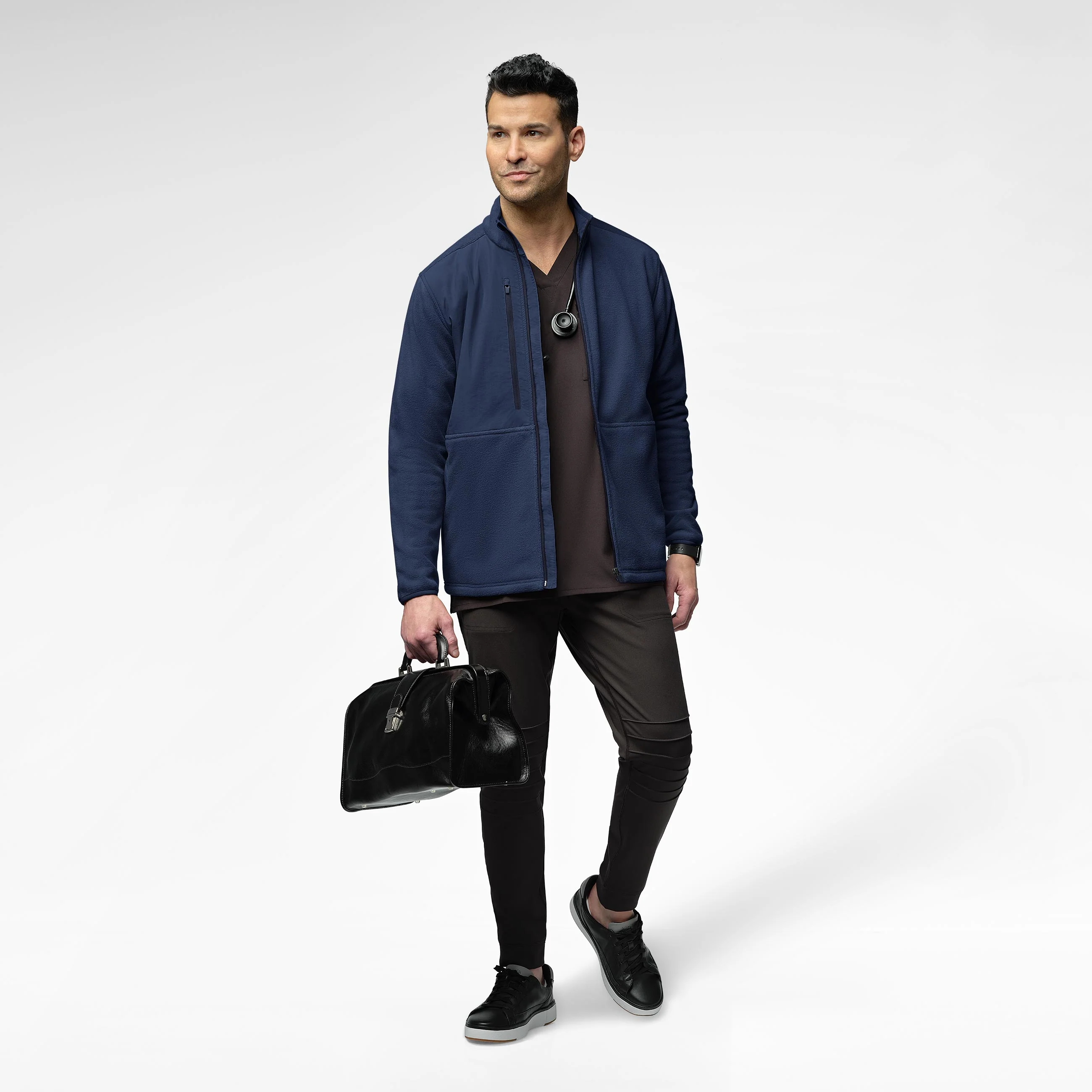 Slate Men's Micro Fleece Zip Jacket - Navy - Image 3