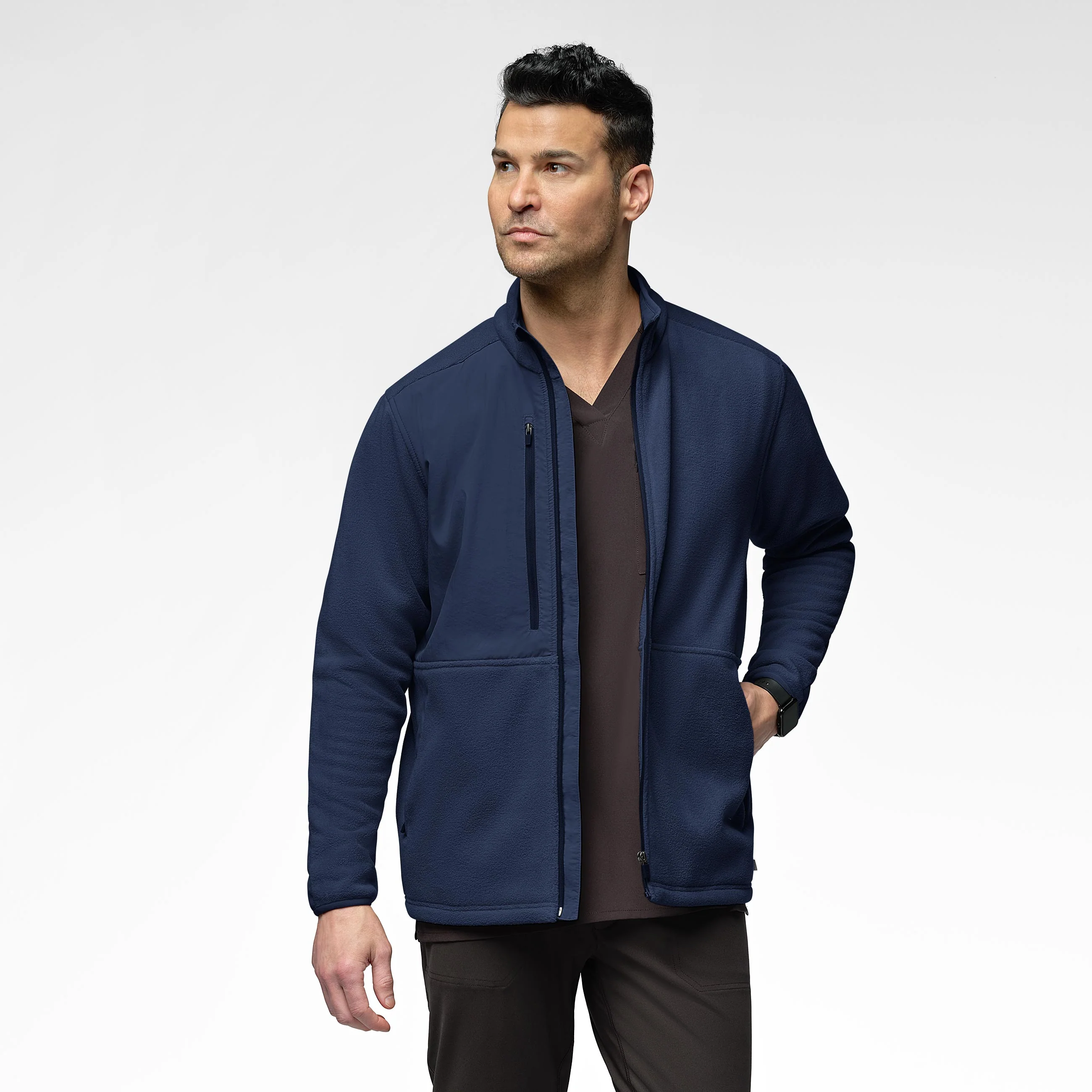 Slate Men's Micro Fleece Zip Jacket - Navy - Image 4