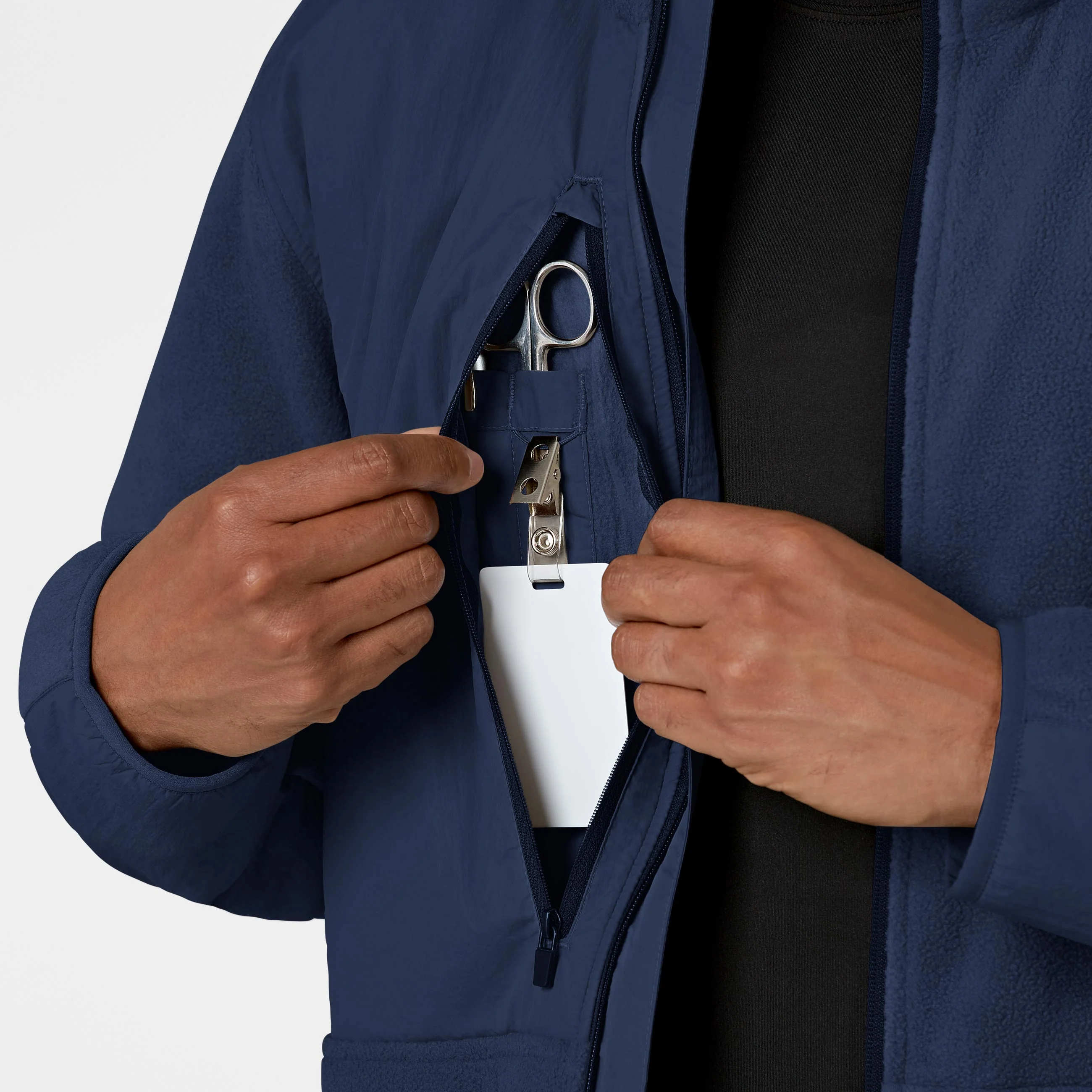 Slate Men's Micro Fleece Zip Jacket - Navy - Image 7
