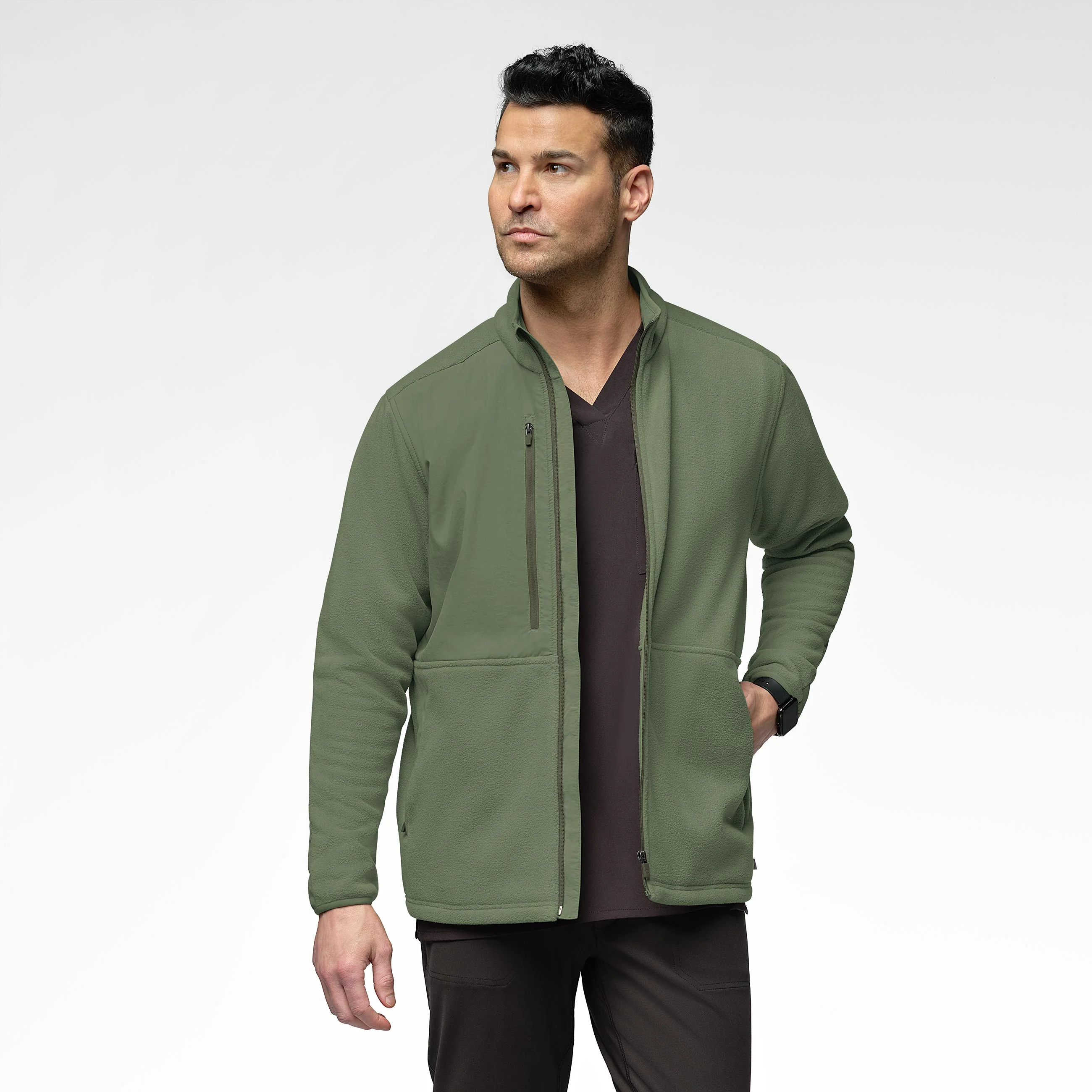 Slate Men's Micro Fleece Zip Jacket - Olive - Image 4