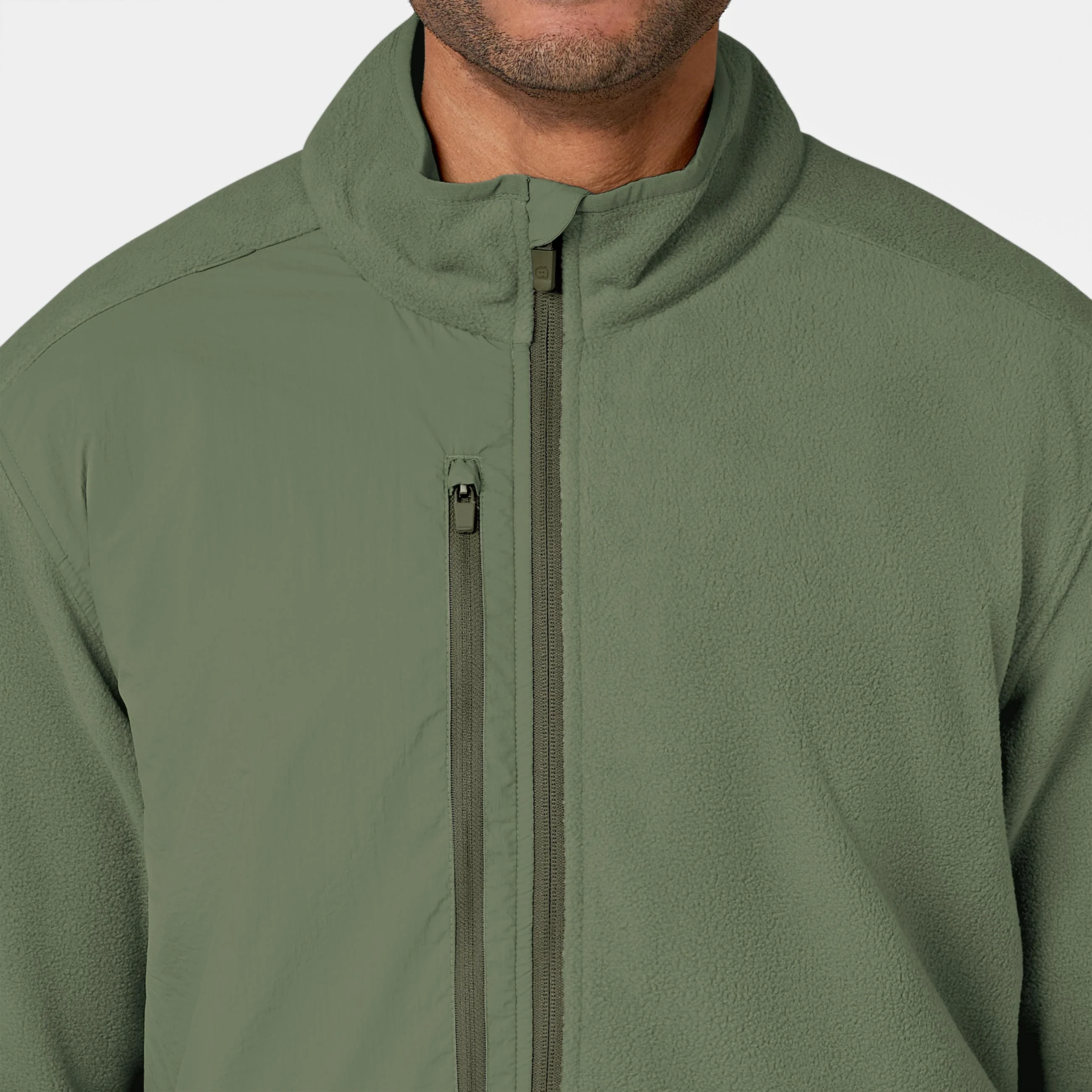 Slate Men's Micro Fleece Zip Jacket - Olive - Image 5