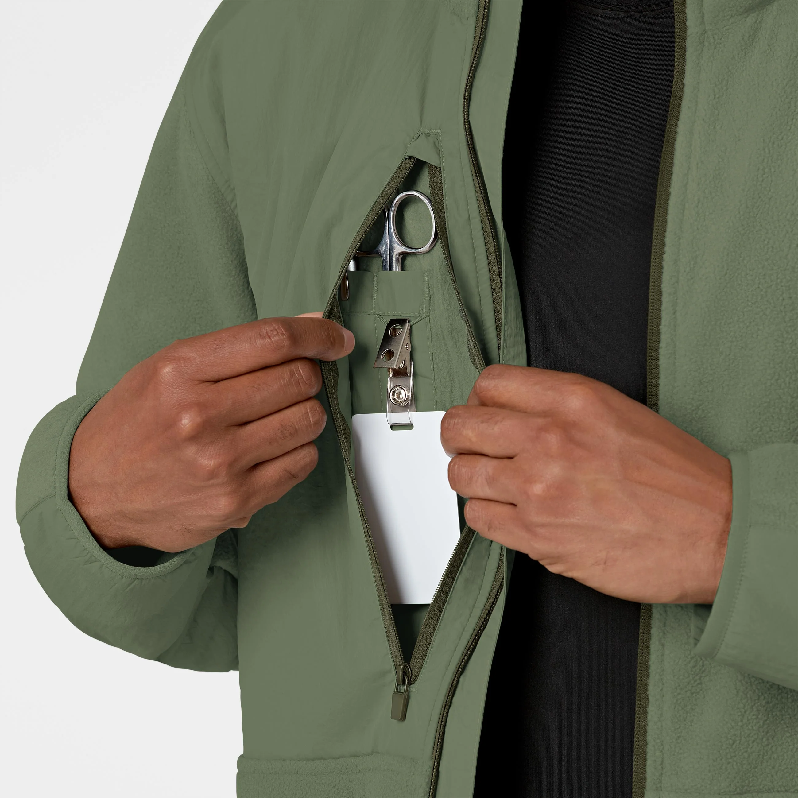 Slate Men's Micro Fleece Zip Jacket - Olive - Image 7