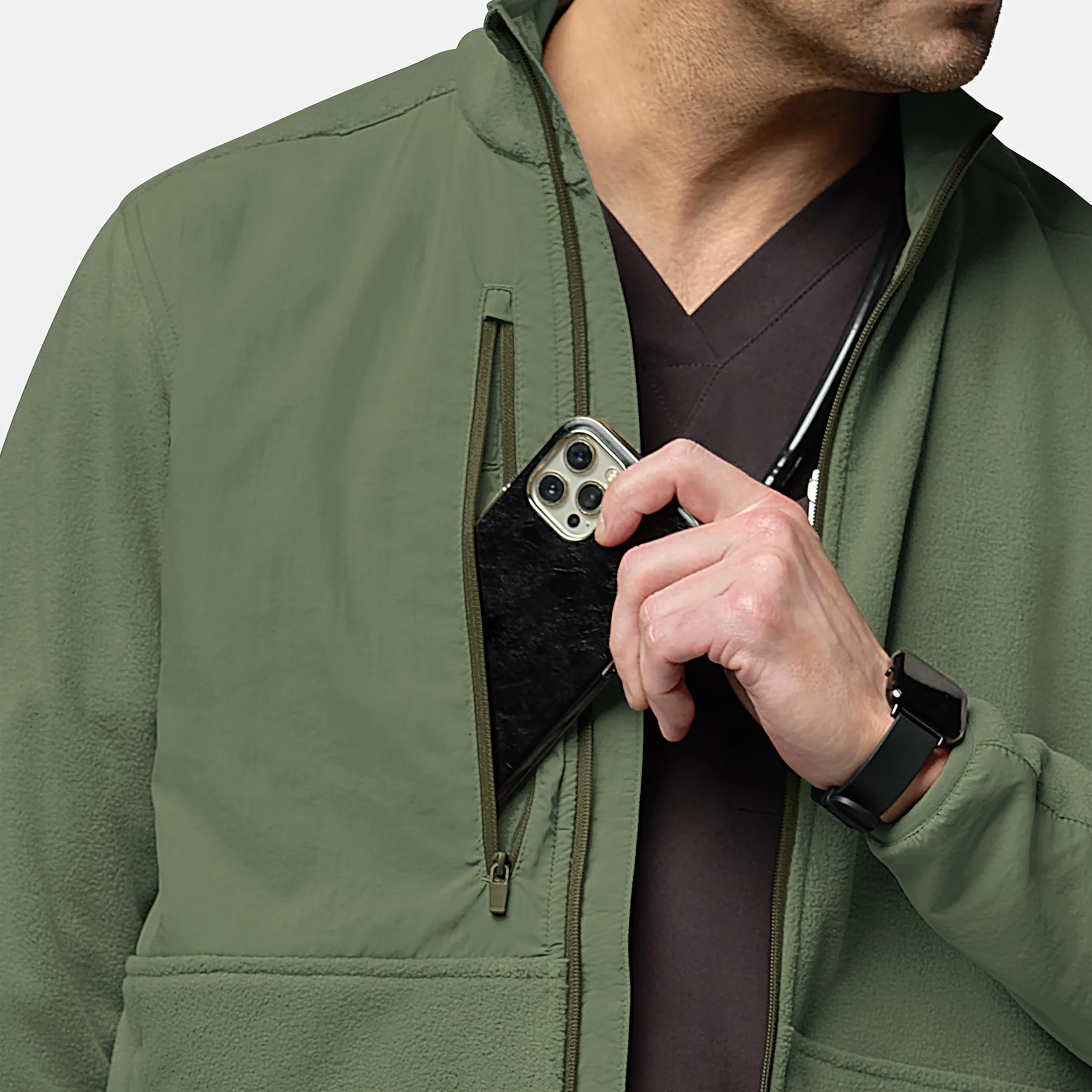 Slate Men's Micro Fleece Zip Jacket - Olive - Image 8