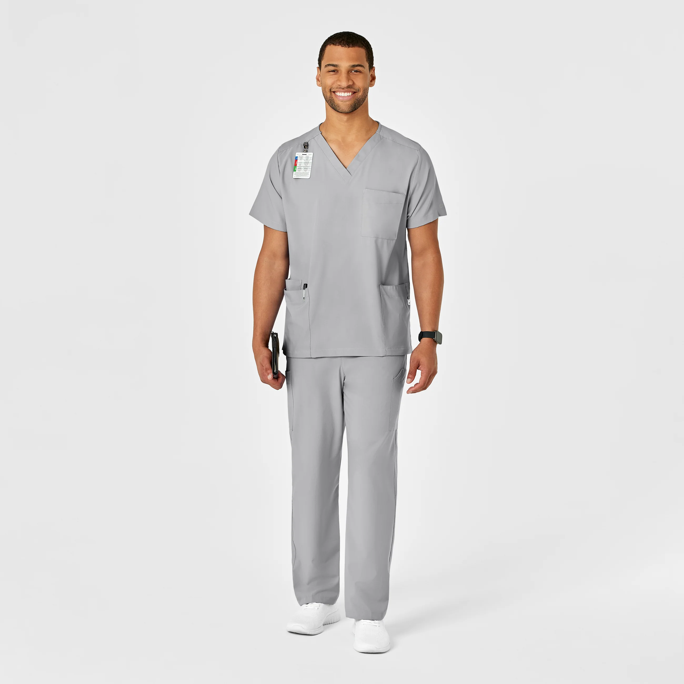 W123 Unisex Multi-Cargo Scrub Pant - Grey - Image 6