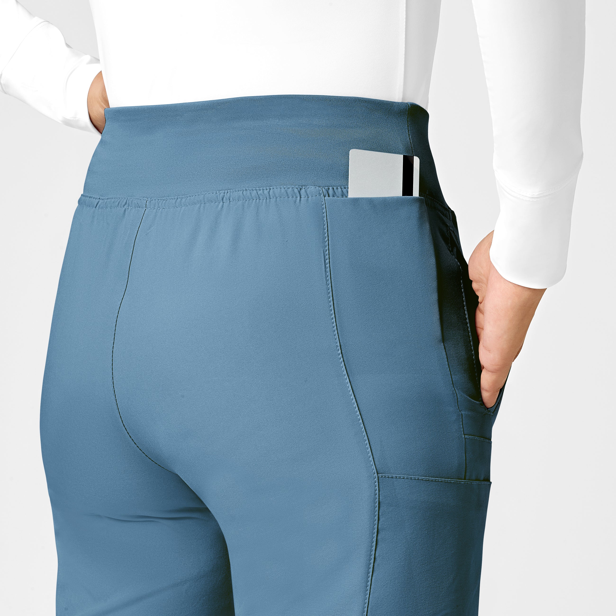W123 Women's Comfort Waist Cargo Jogger Scrub Pant - Pacific Blue - Image 10
