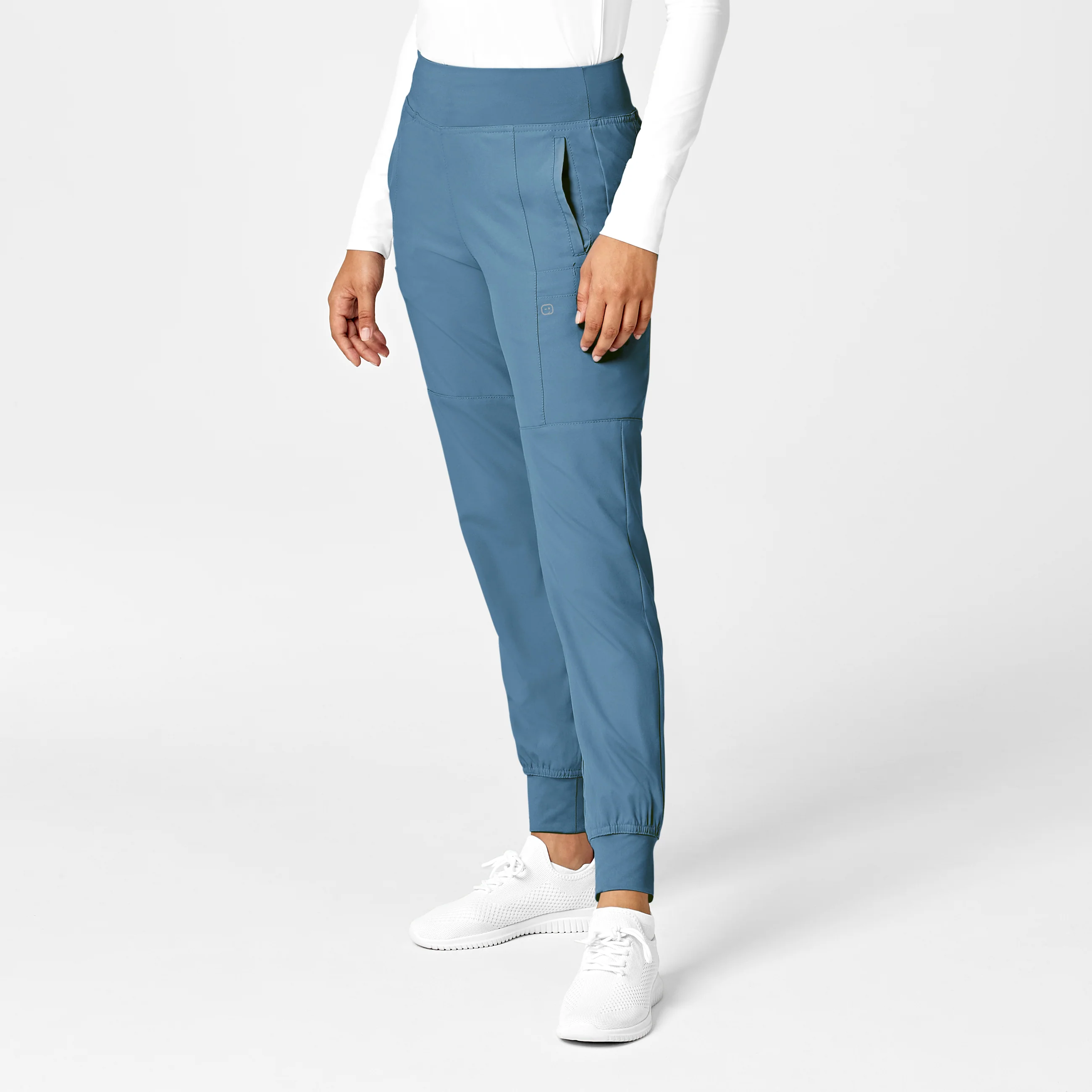 W123 Women's Comfort Waist Cargo Jogger Scrub Pant - Pacific Blue - Image 5
