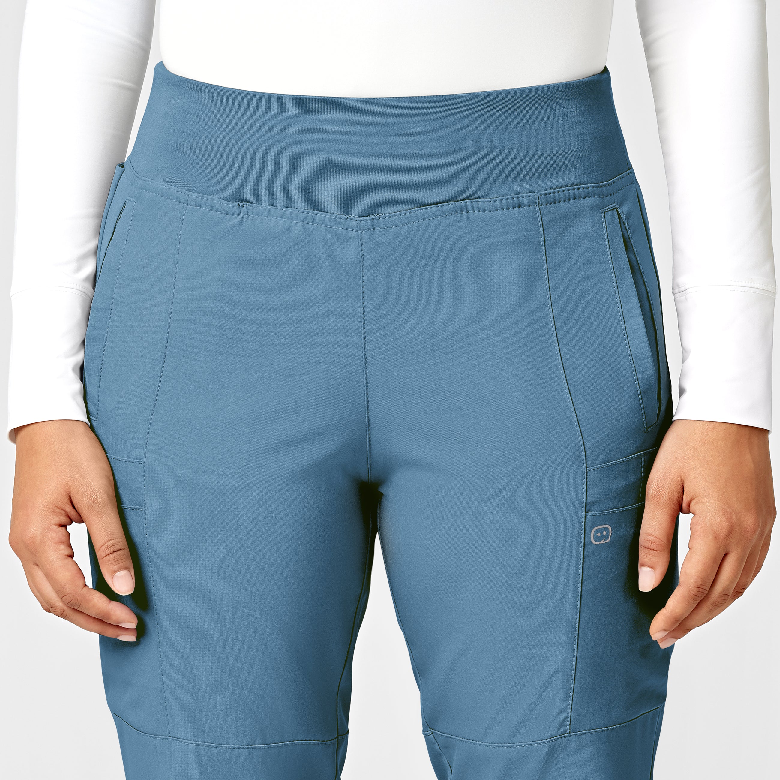 W123 Women's Comfort Waist Cargo Jogger Scrub Pant - Pacific Blue - Image 6