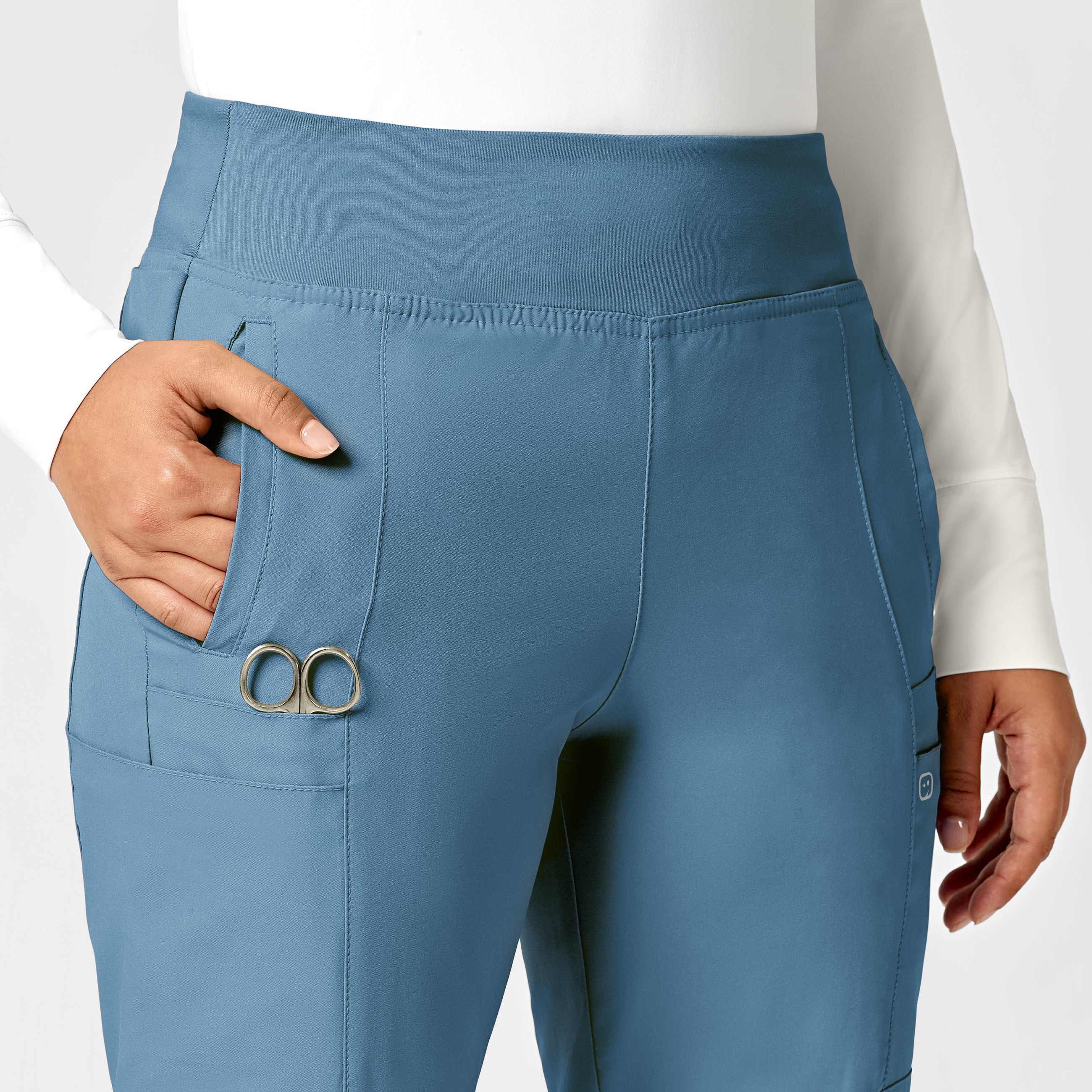 W123 Women's Comfort Waist Cargo Jogger Scrub Pant - Pacific Blue - Image 7