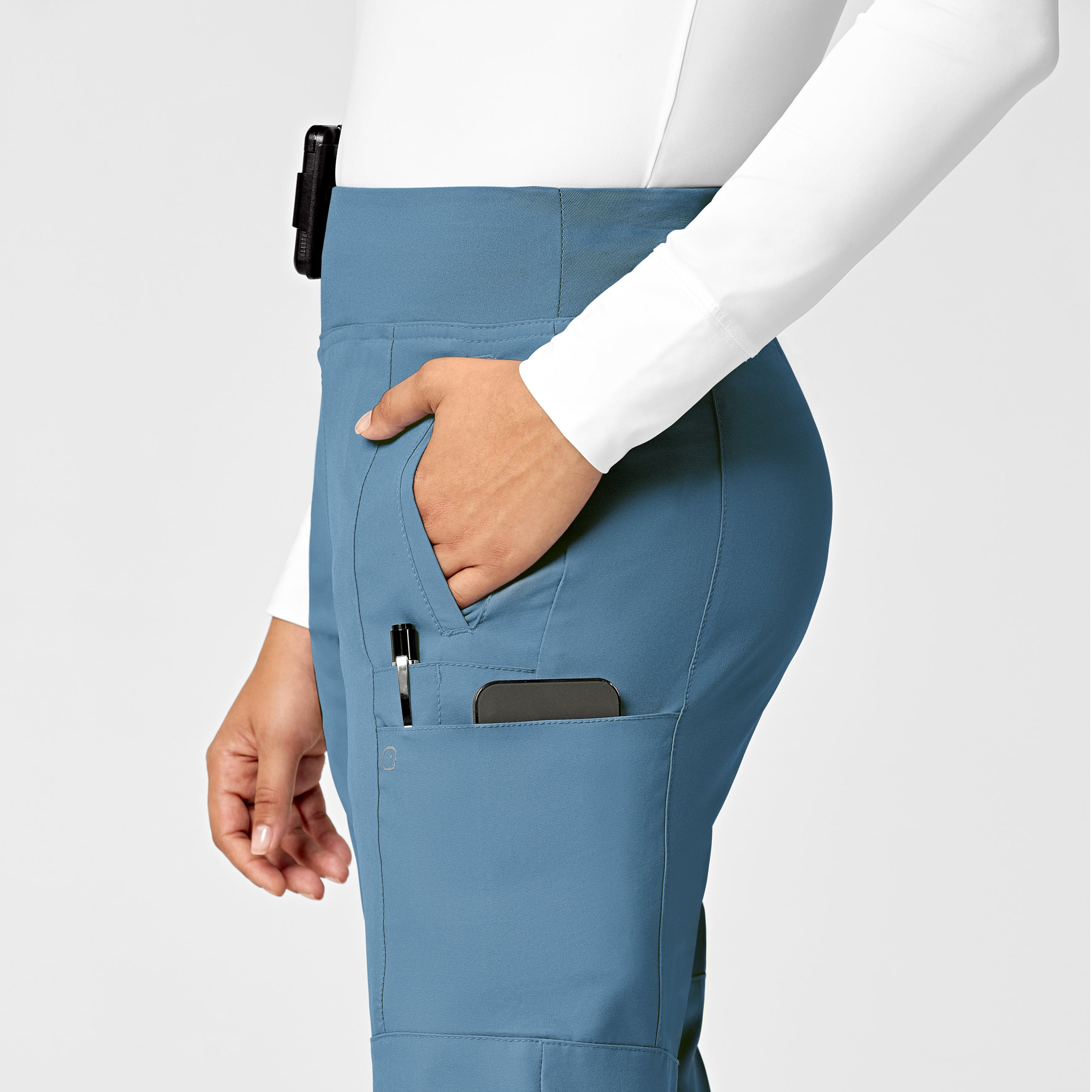 W123 Women's Comfort Waist Cargo Jogger Scrub Pant - Pacific Blue - Image 8